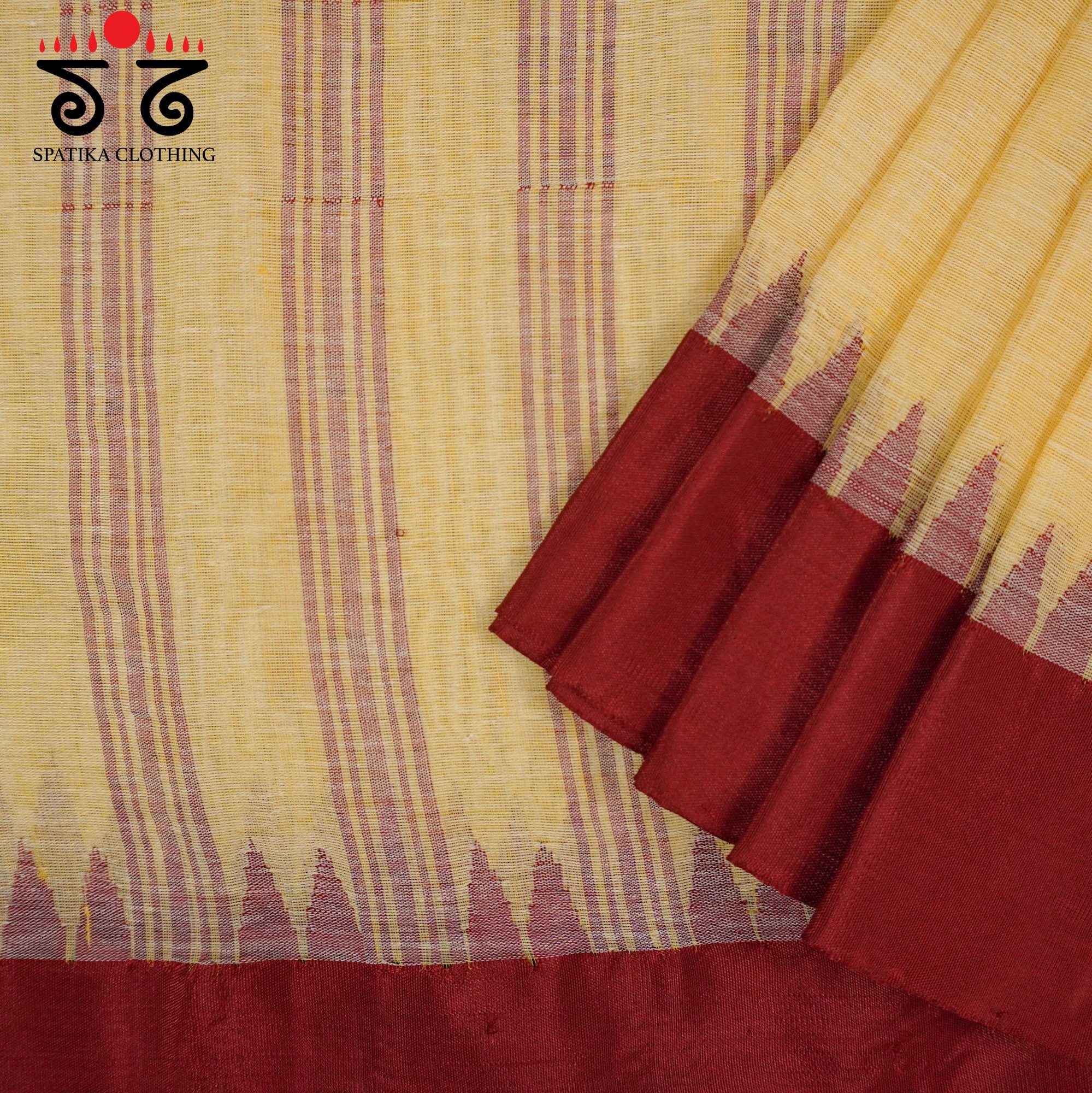 Yellow Ponduru Handspun Cotton Saree - Ikat Blouse