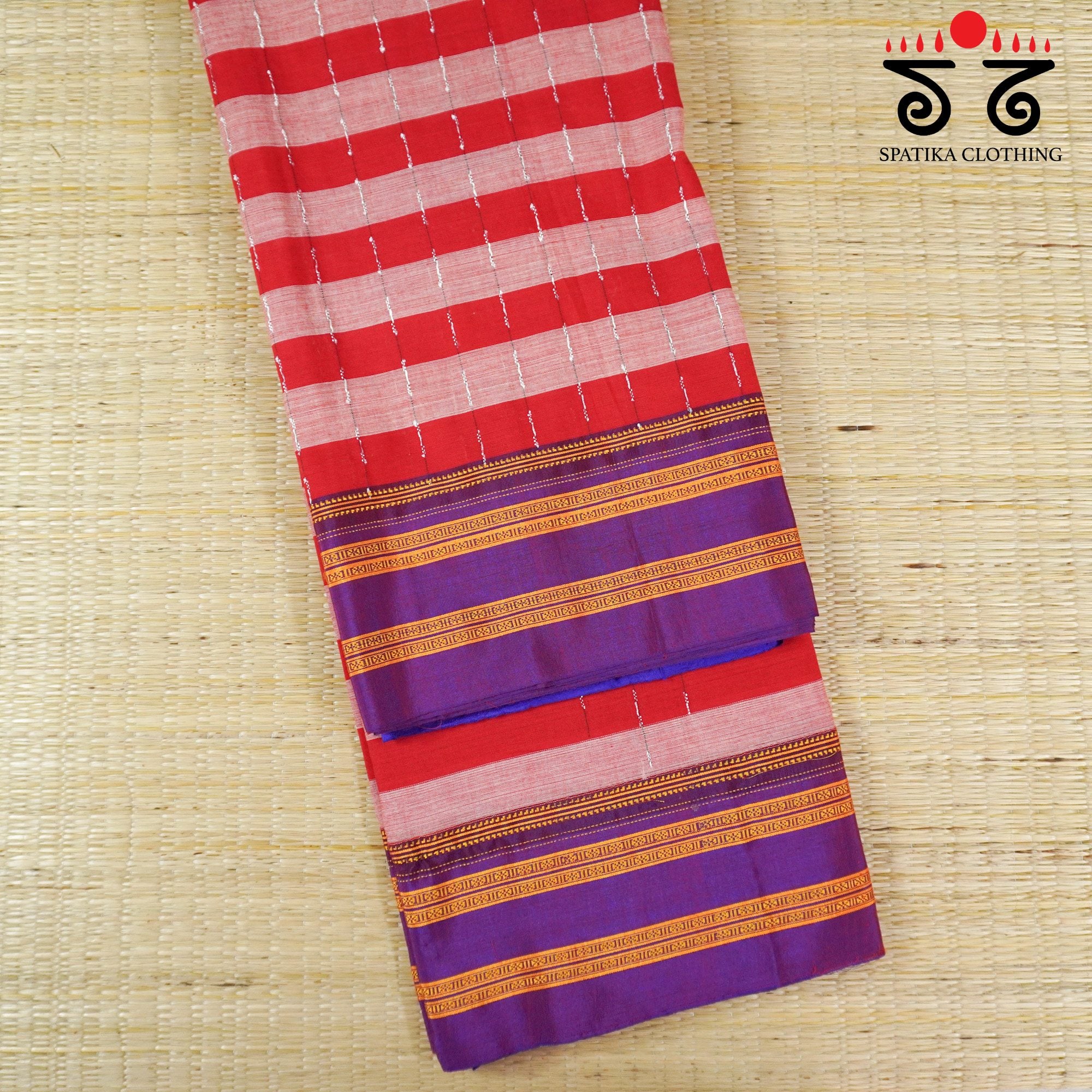 Red Ilkal Handwoven Cotton Saree - Silk Pallu