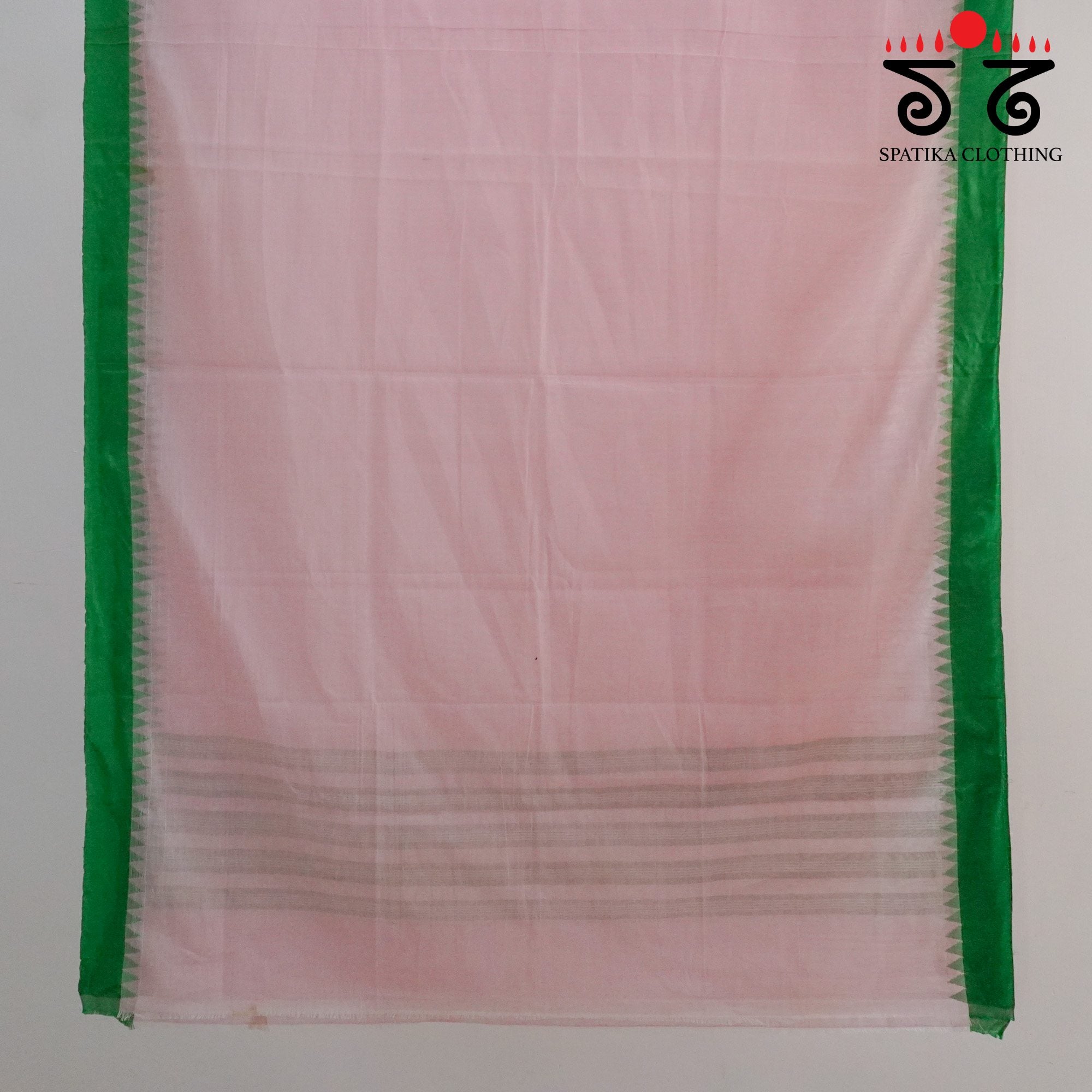 Light Pink Ponduru Handspun Saree - With Silk border
