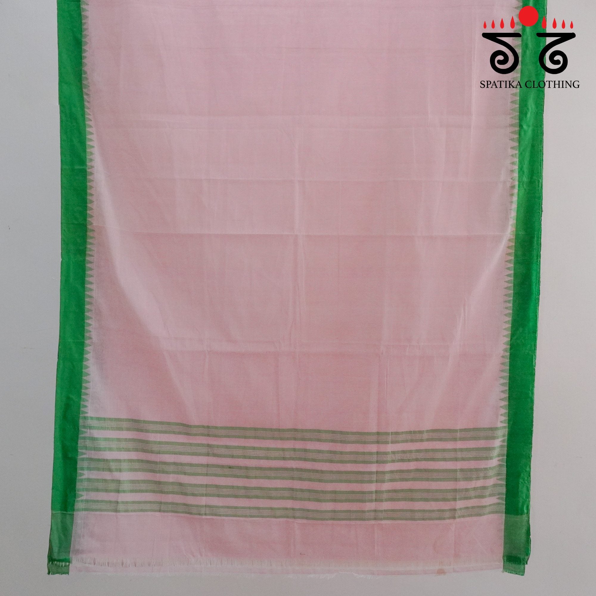 Light Pink Ponduru Handspun Saree - With Silk border