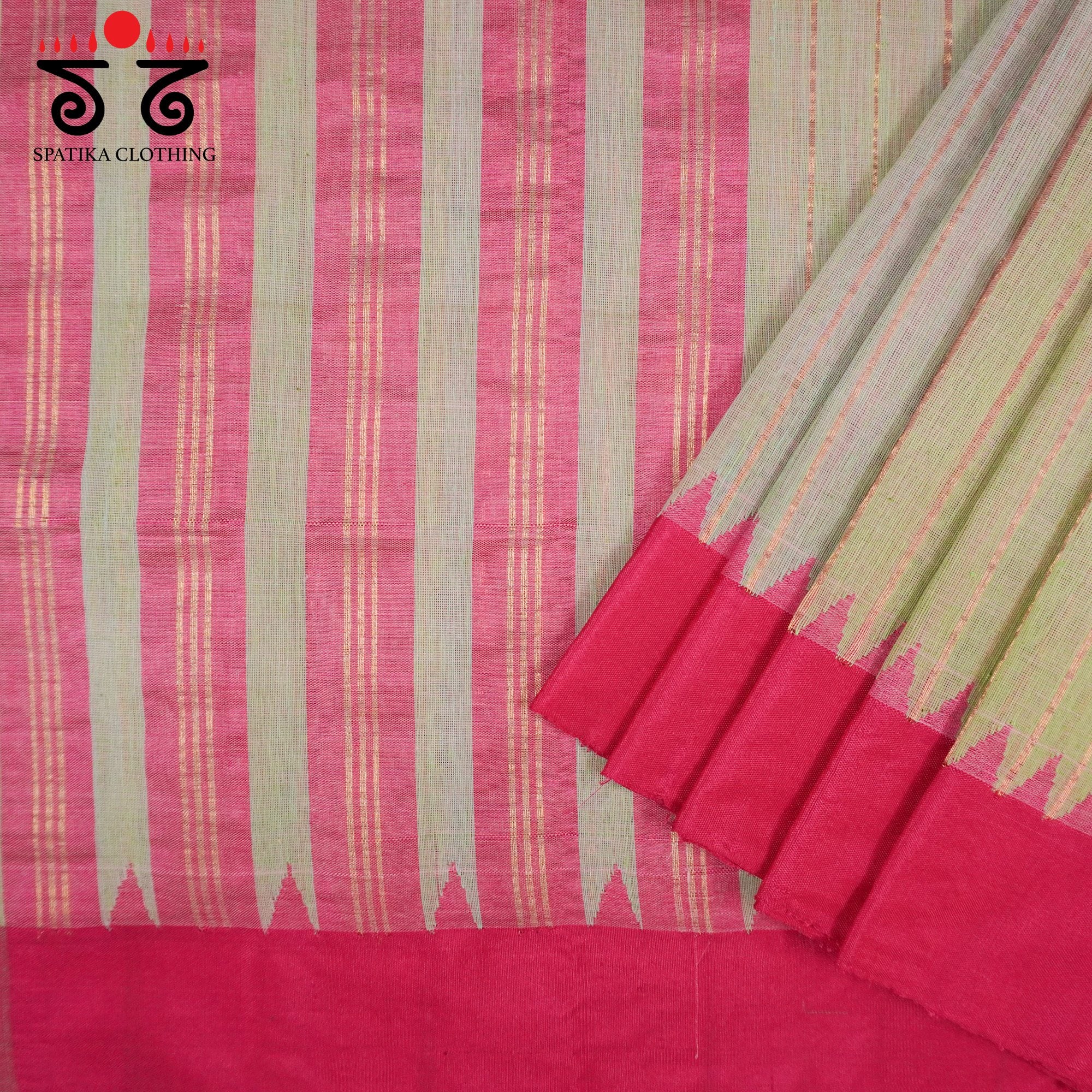 Grey Ponduru Handspun Saree - With Silk border