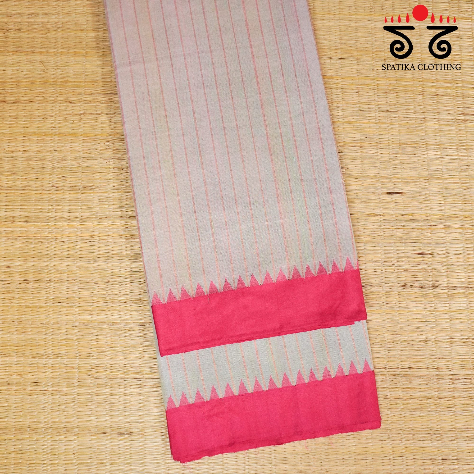 Grey Ponduru Handspun Saree - With Silk border