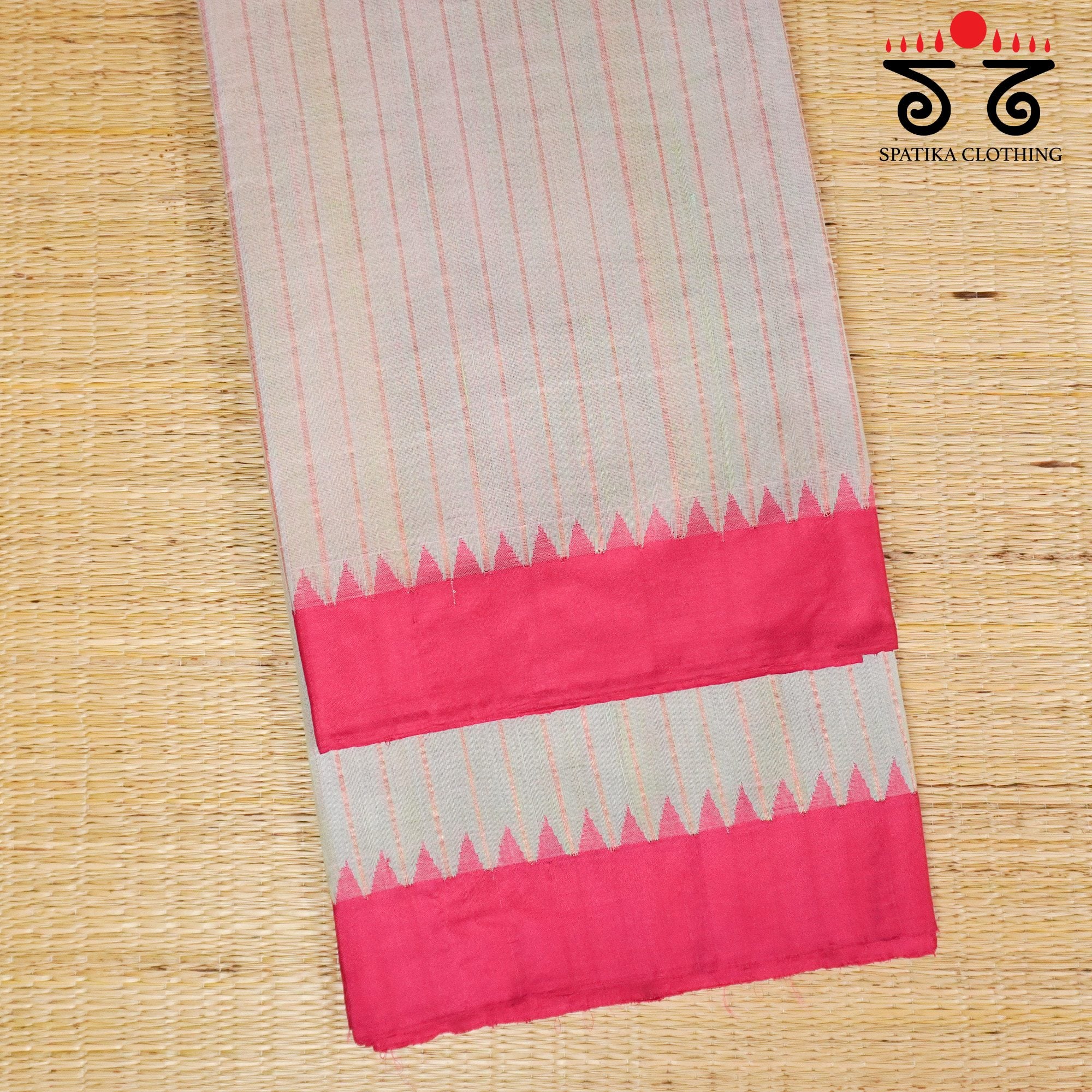 Grey Ponduru Handspun Saree - With Silk border