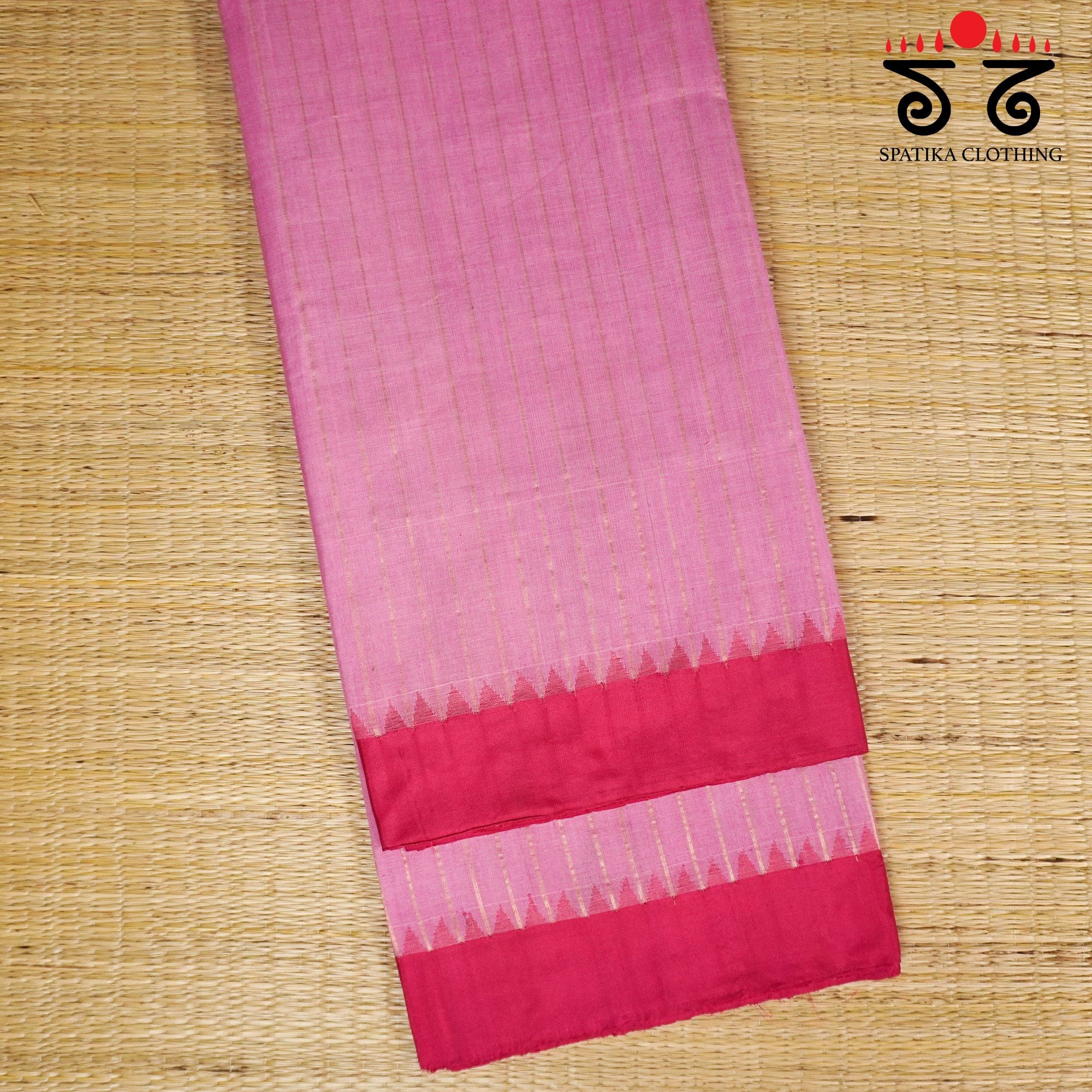 Pink Ponduru Handspun Saree - With Silk border