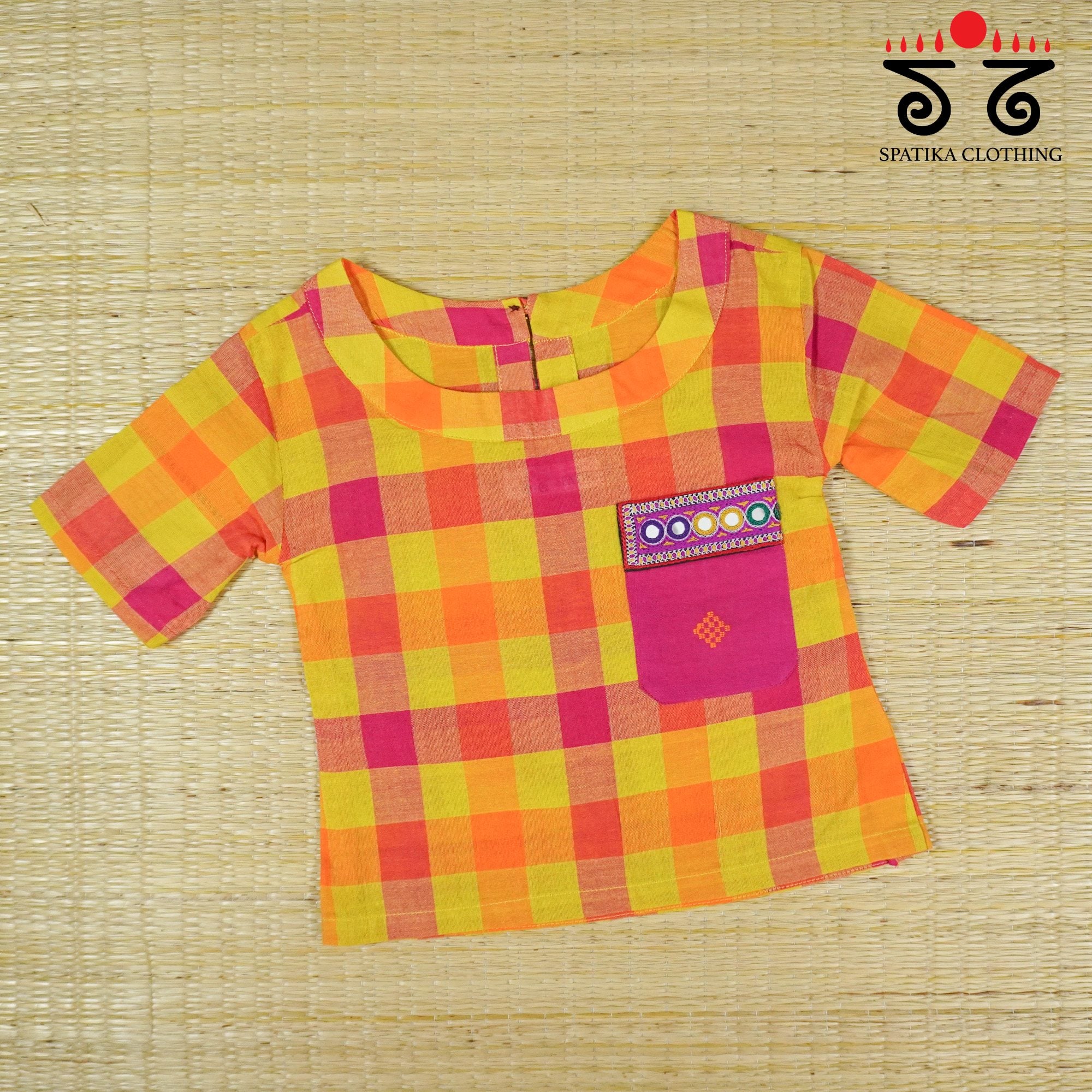 Yellow Multi Handcrafted Top for Little Girls!