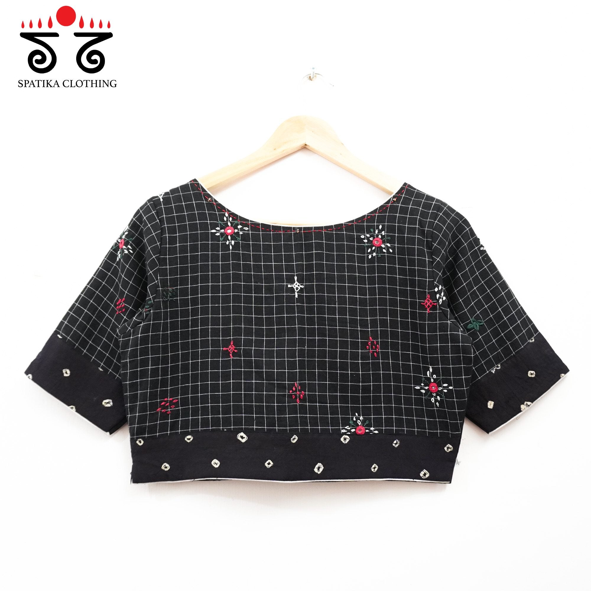 Black Lambani Bandhani Checkered Blouse