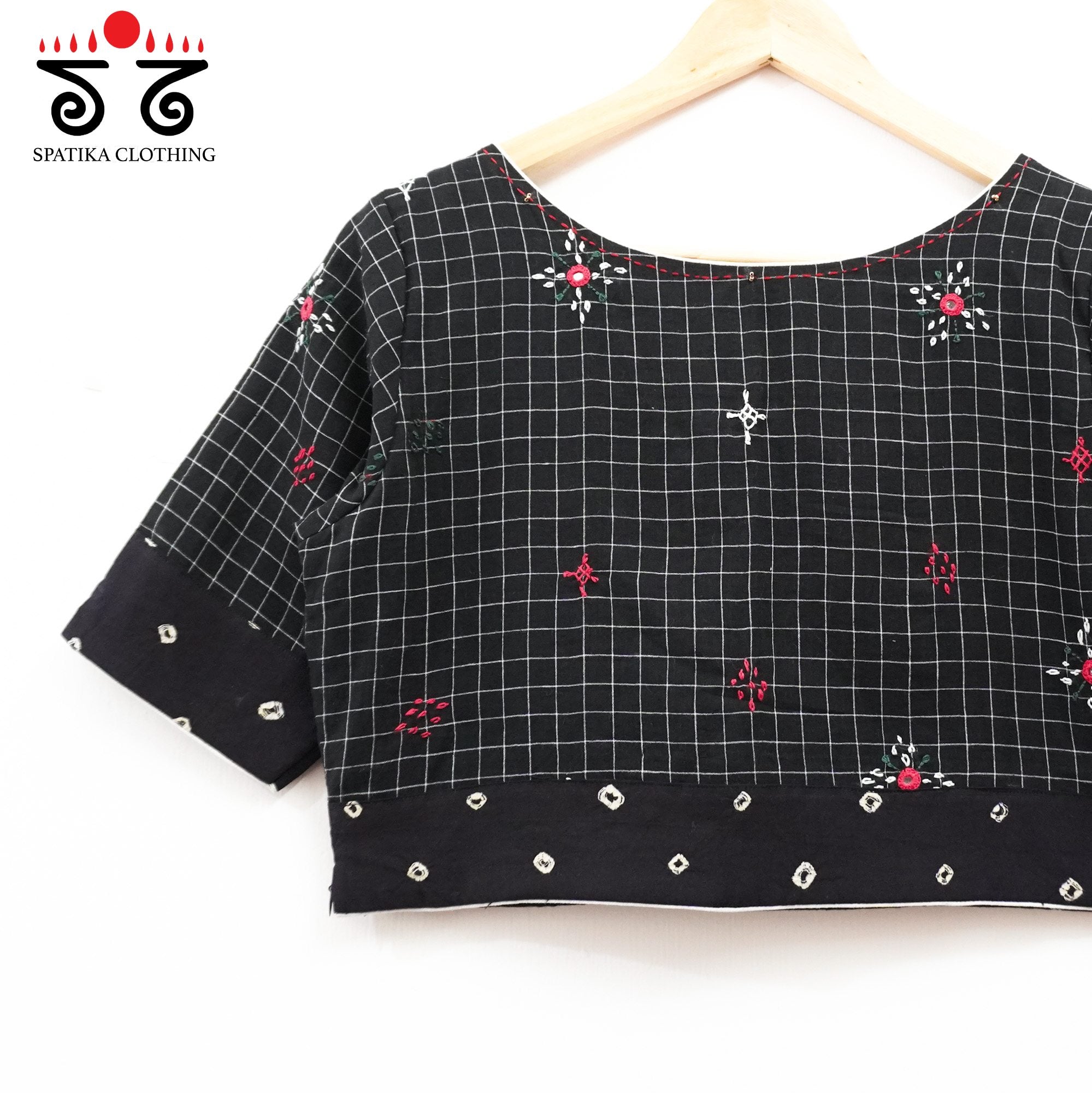 Black Lambani Bandhani Checkered Blouse