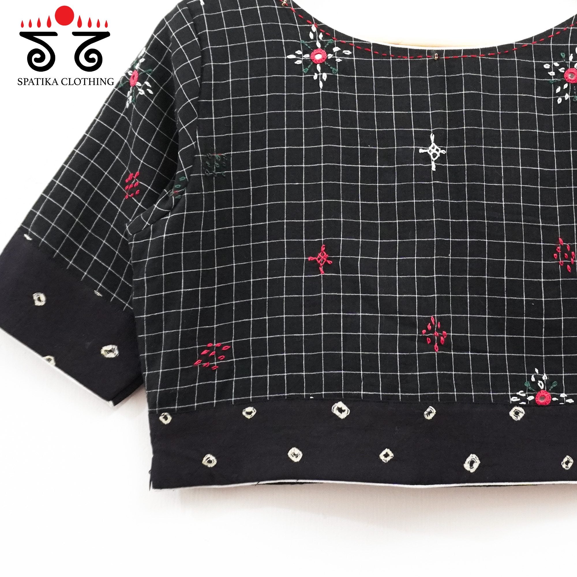 Black Lambani Bandhani Checkered Blouse