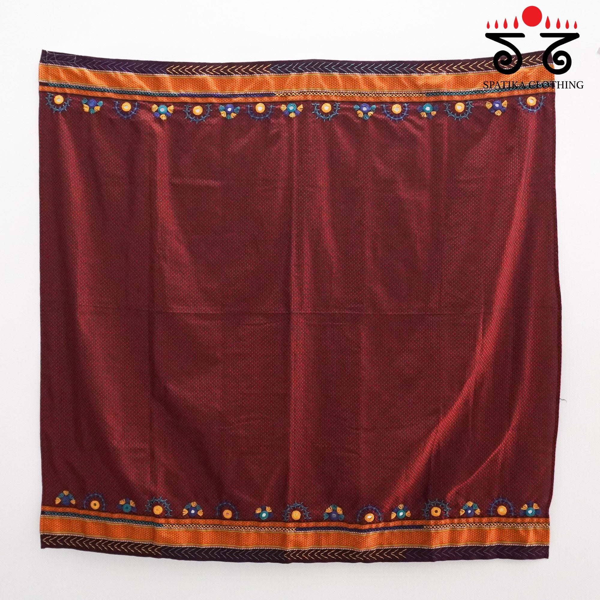 Maroon Lambani Khun Hand-embroidered Blouse Fabric