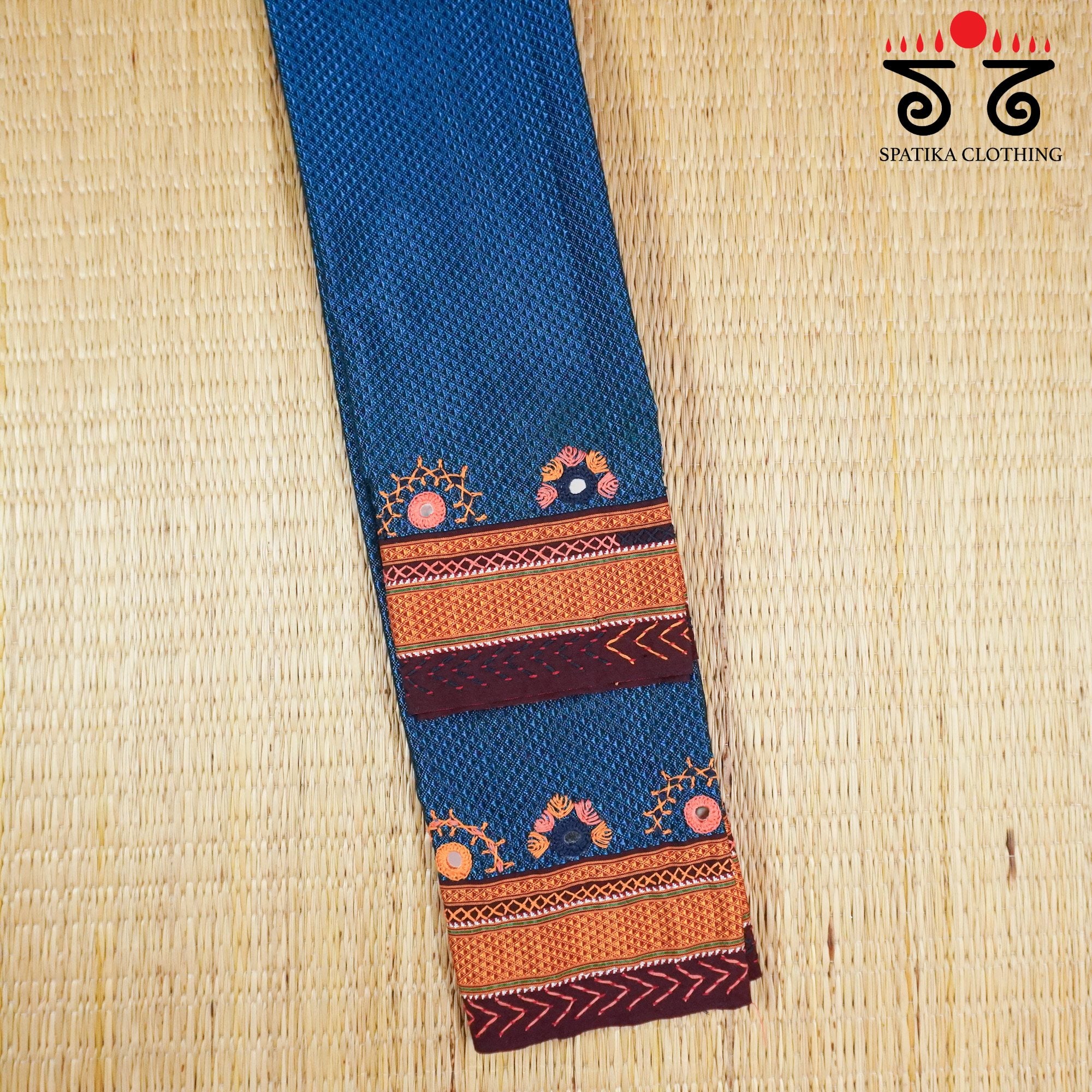 Blue Lambani Khun Hand-embroidered Blouse Fabric