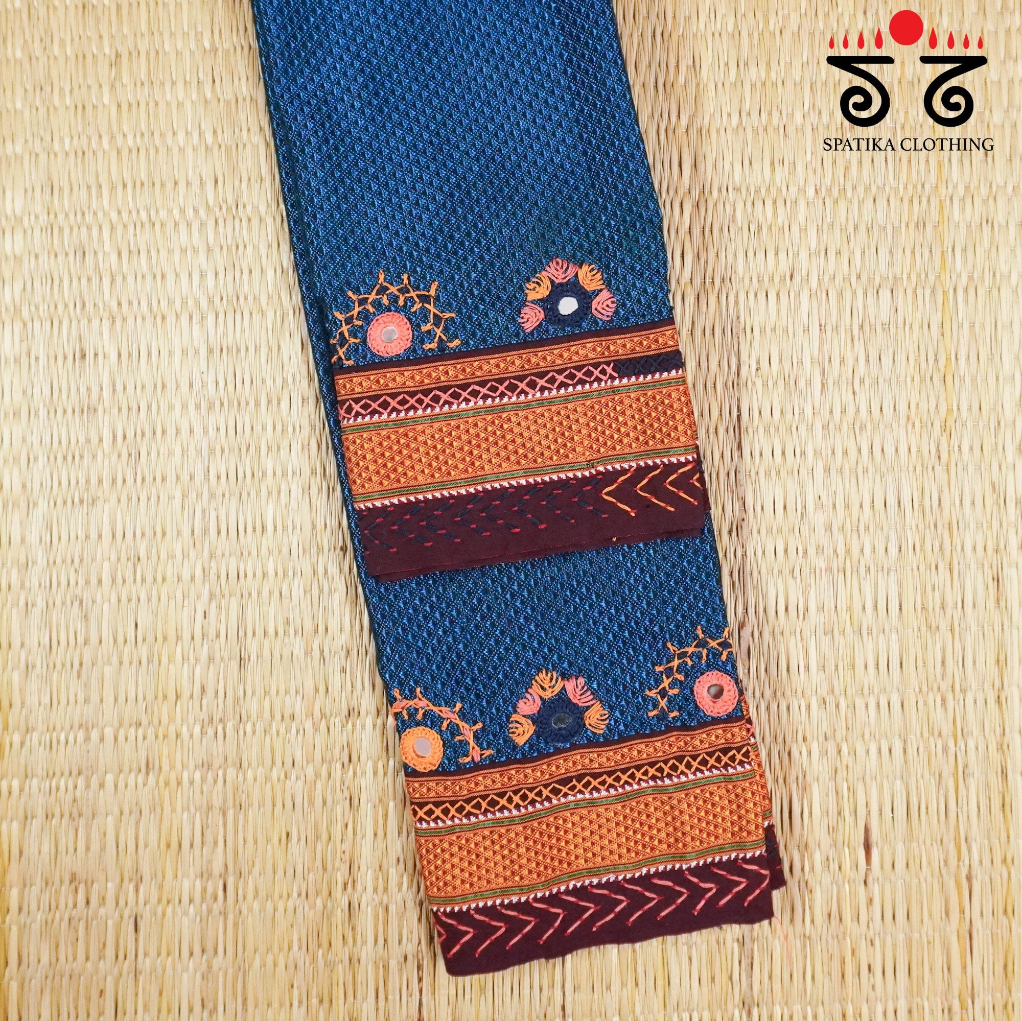 Blue Lambani Khun Hand-embroidered Blouse Fabric