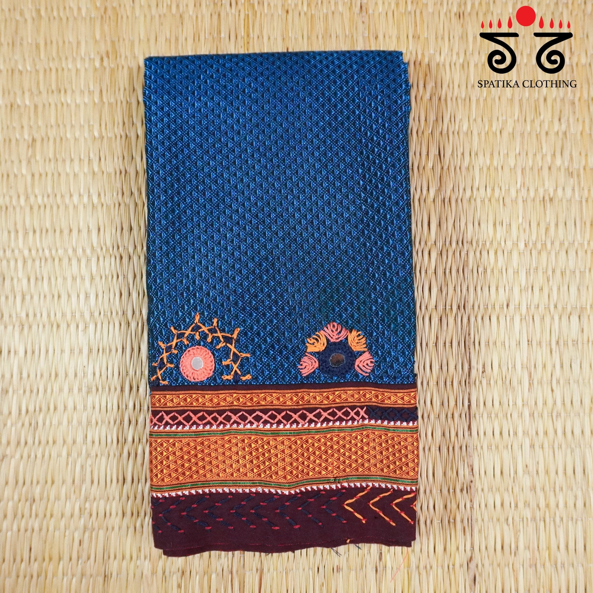 Blue Lambani Khun Hand-embroidered Blouse Fabric