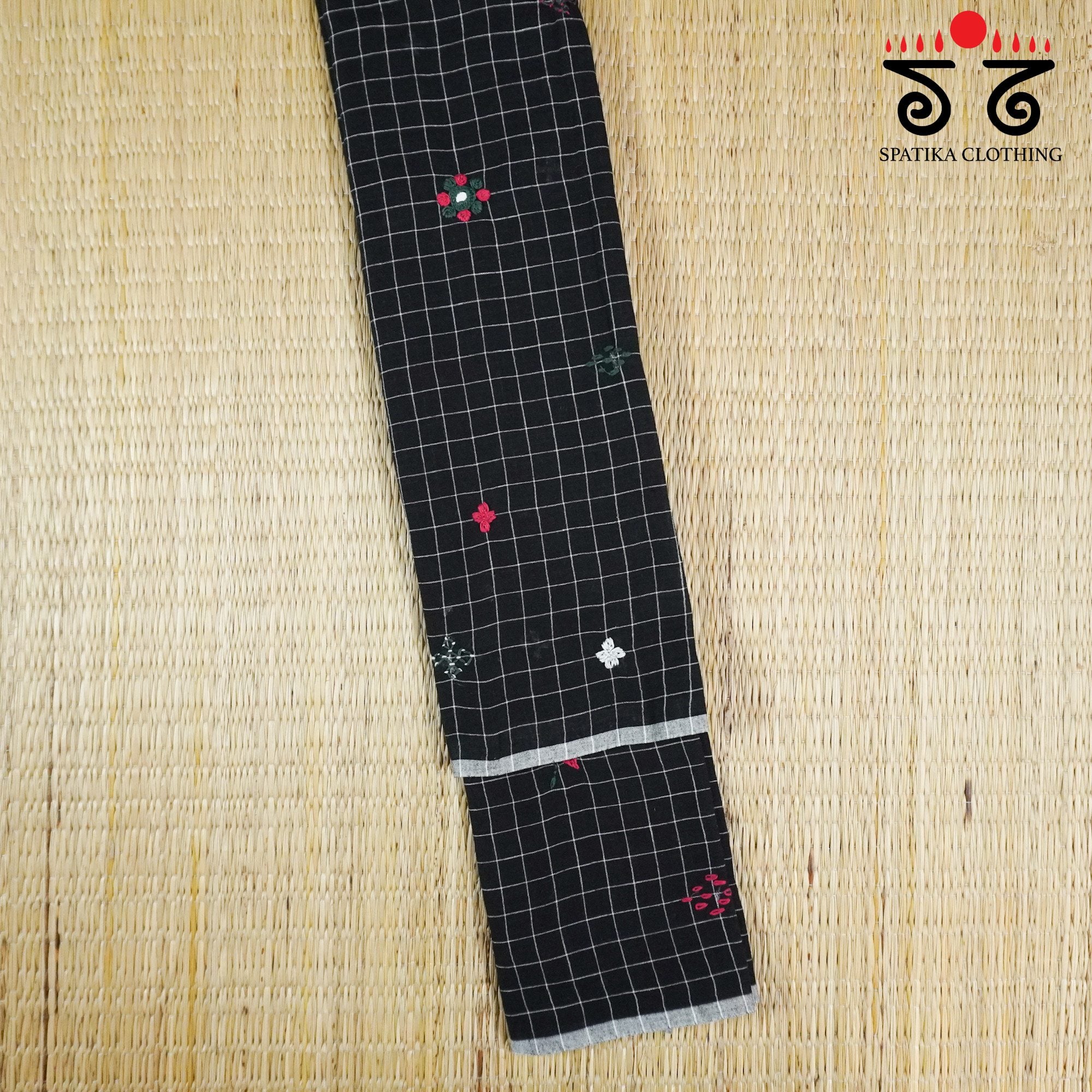 Black Lambani Hand-embroidered Blouse Fabric