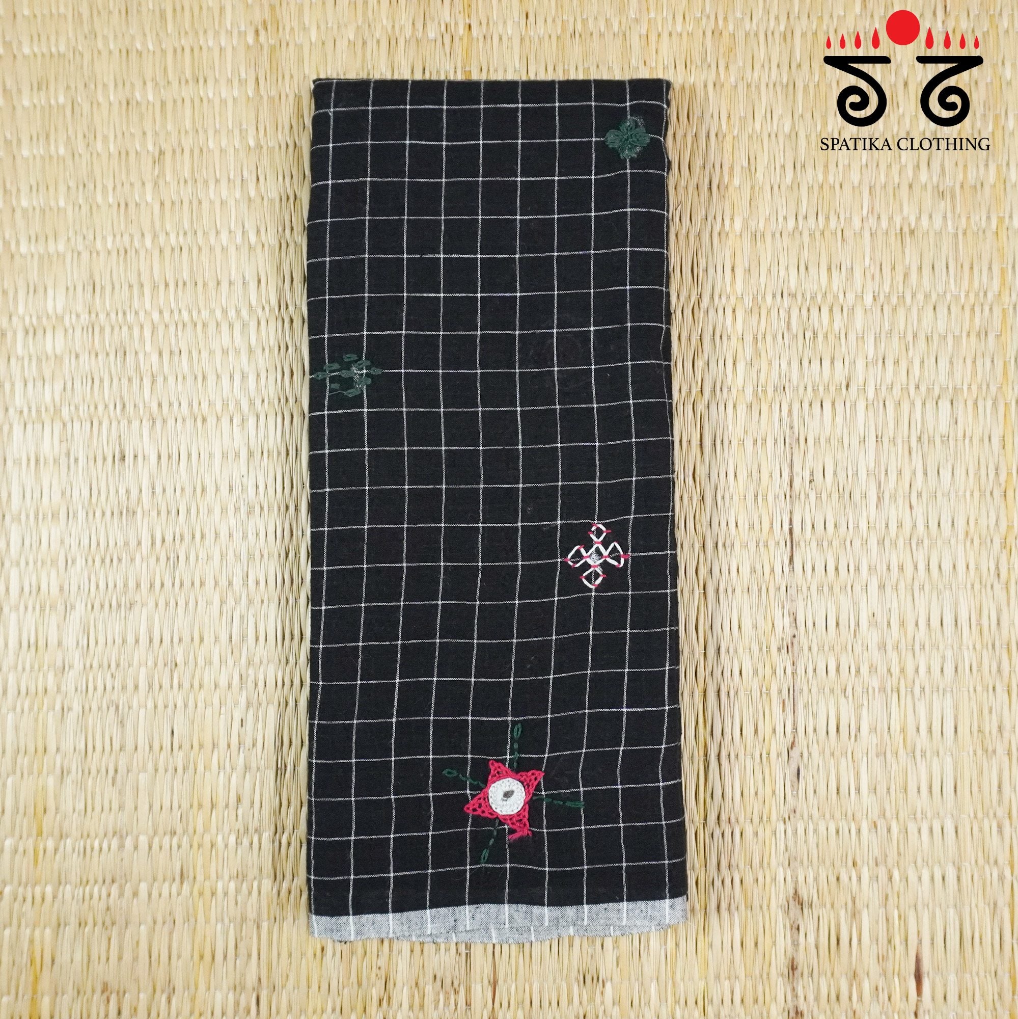 Black Lambani Hand-embroidered Blouse Fabric