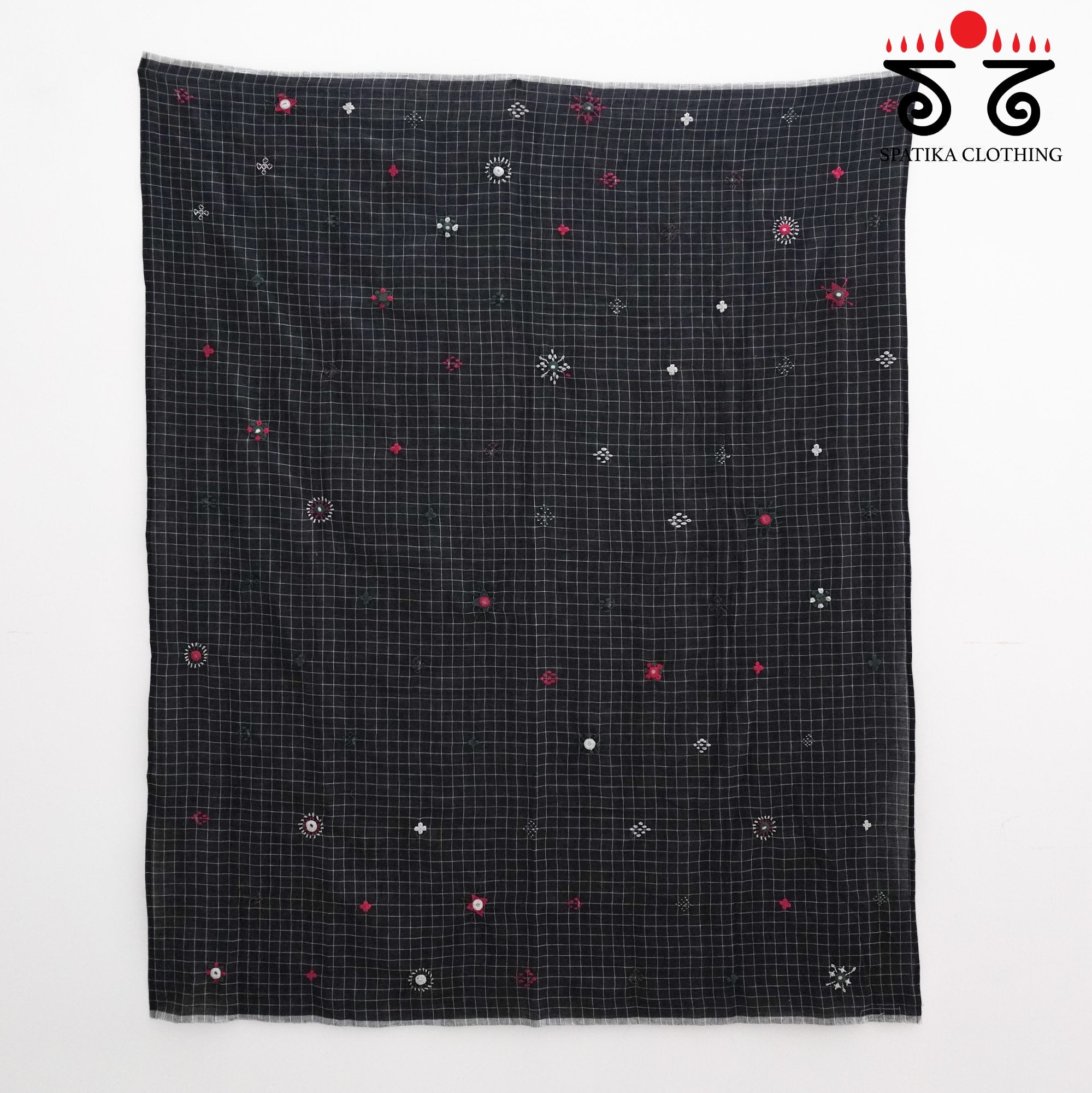 Black Lambani Hand-embroidered Blouse Fabric