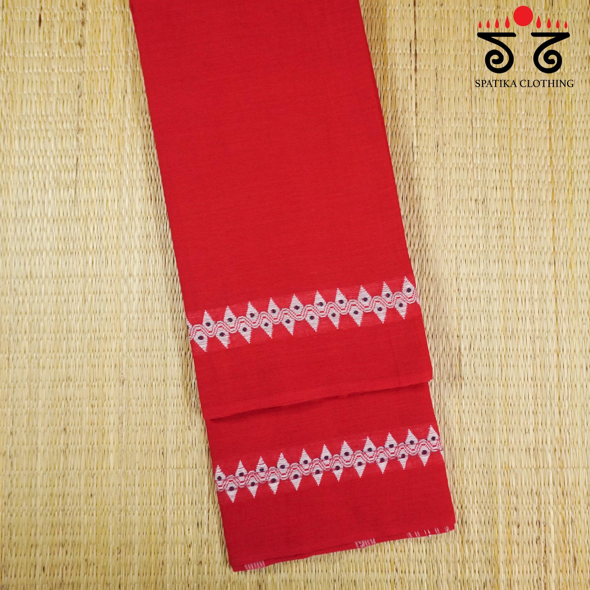 Red Begampur Handwoven Cotton Saree New!