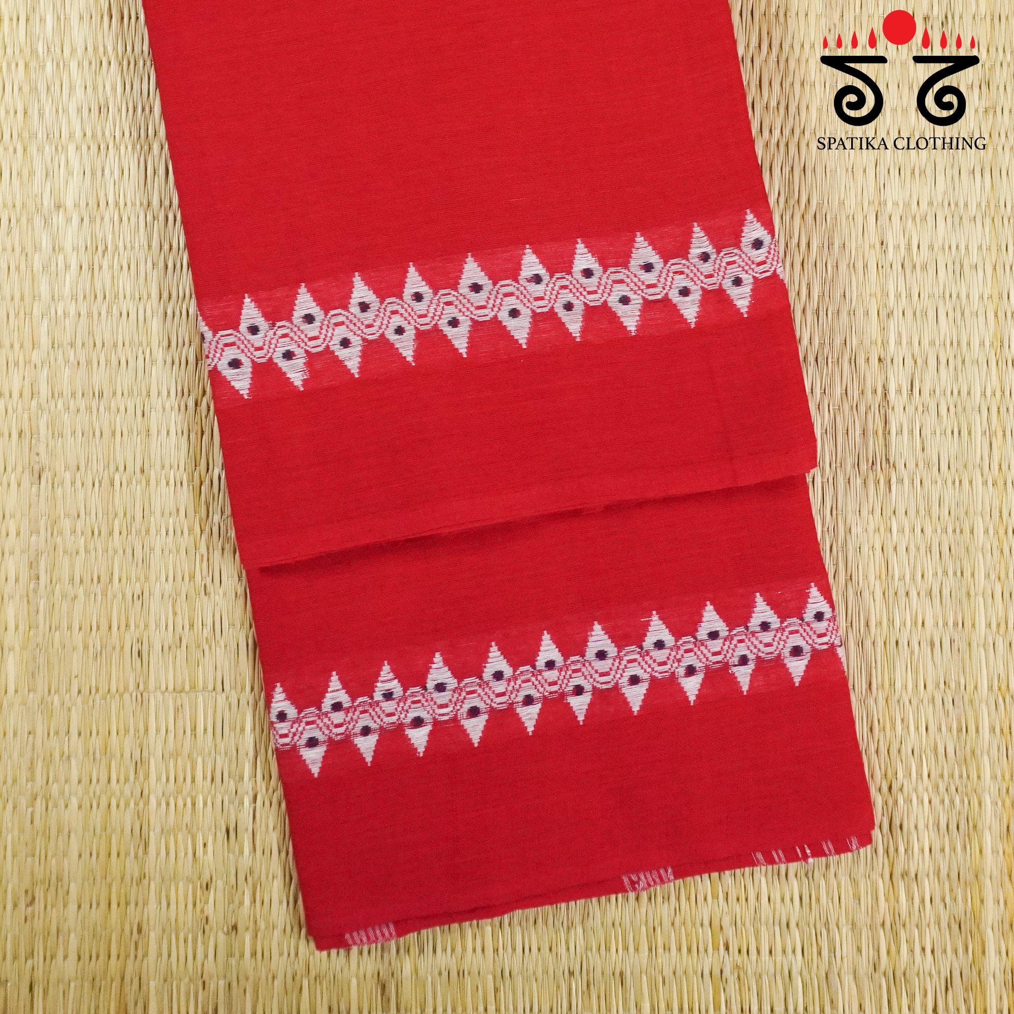 Red Begampur Handwoven Cotton Saree New!