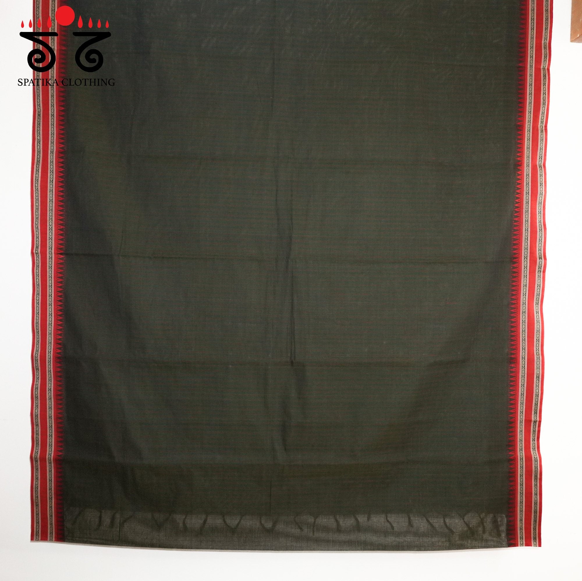 Dark Green Begampur Handwoven Cotton Saree New!