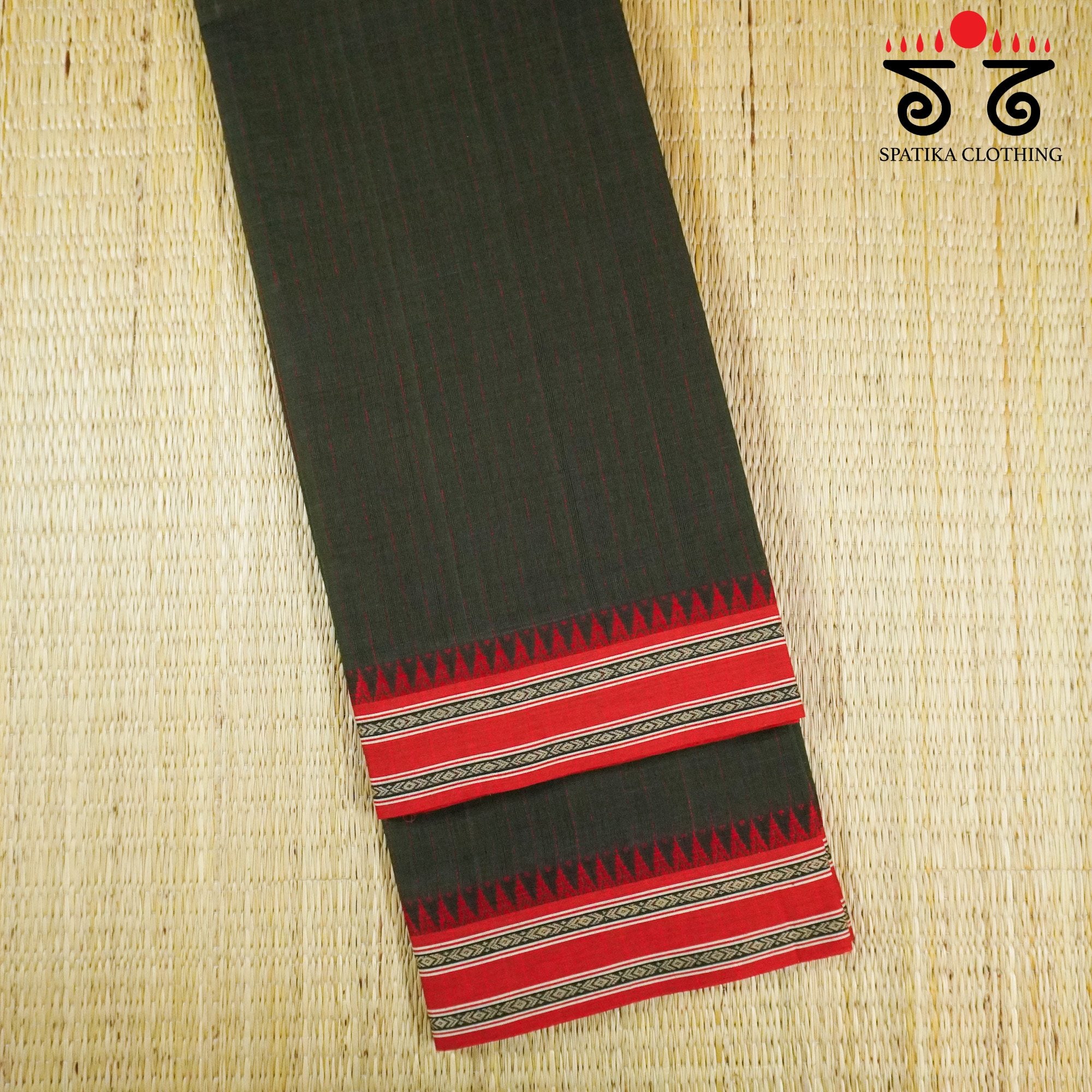 Dark Green Begampur Handwoven Cotton Saree New!