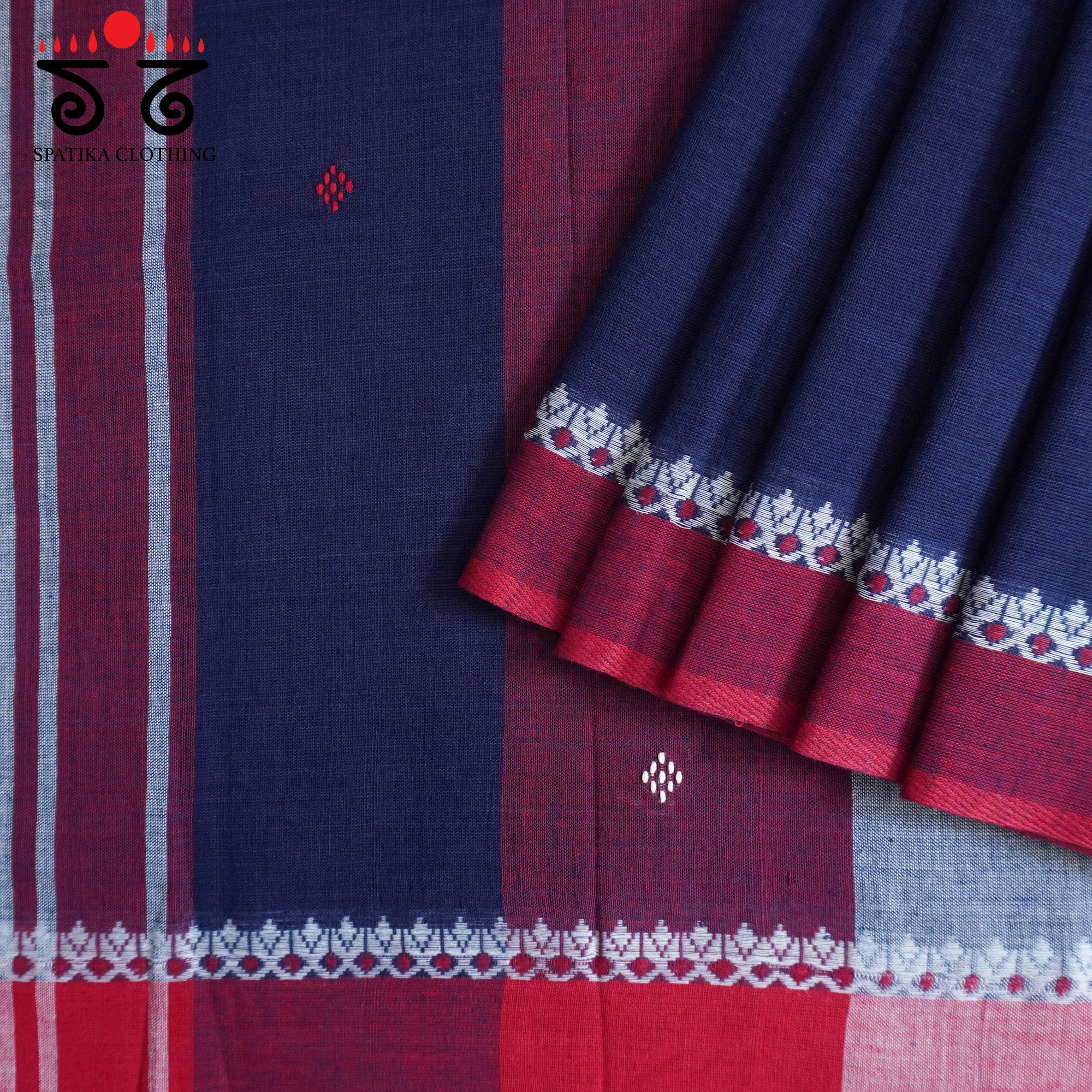 Blue Begampur Handwoven Cotton Saree New!