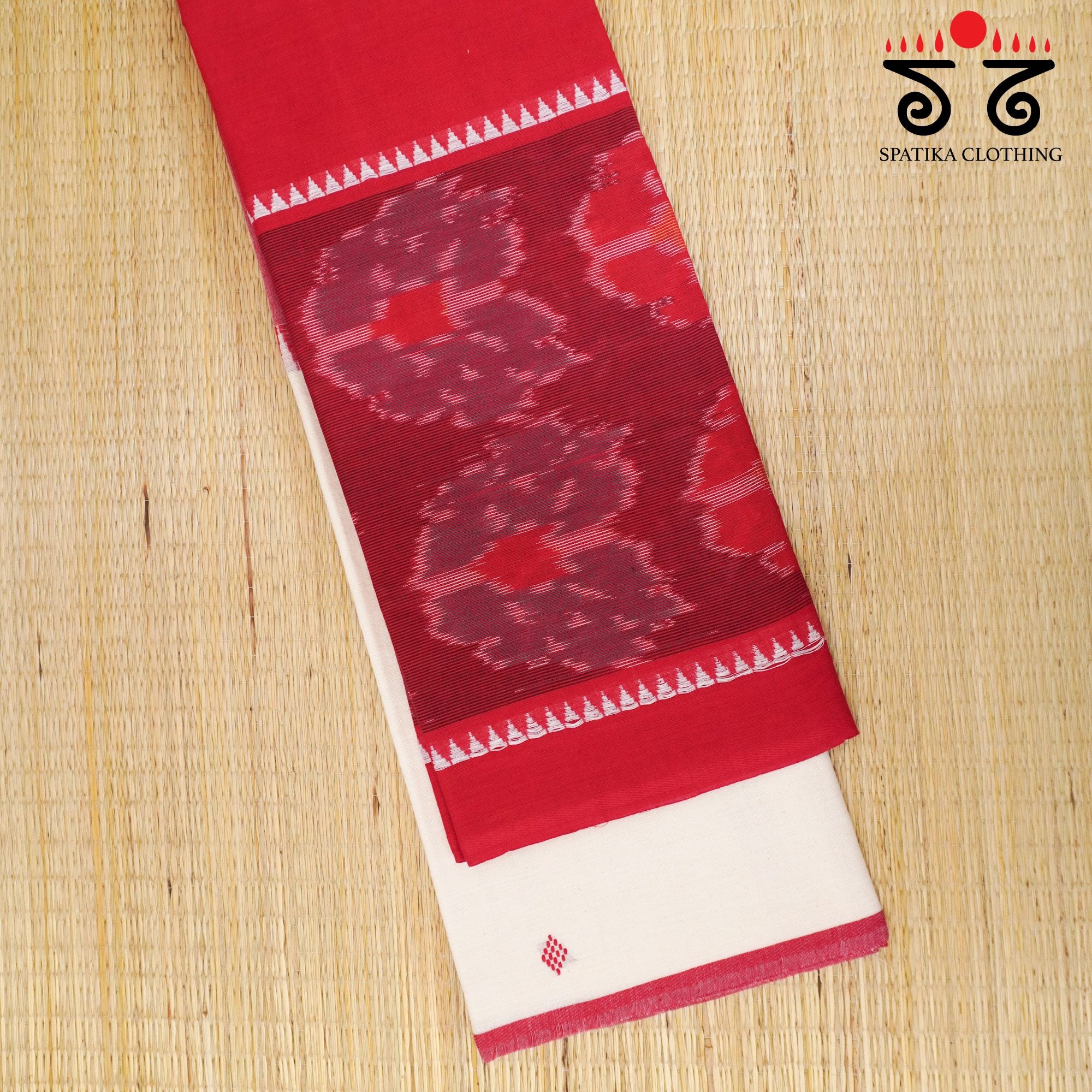 Red Begampur Handwoven Cotton Saree New!