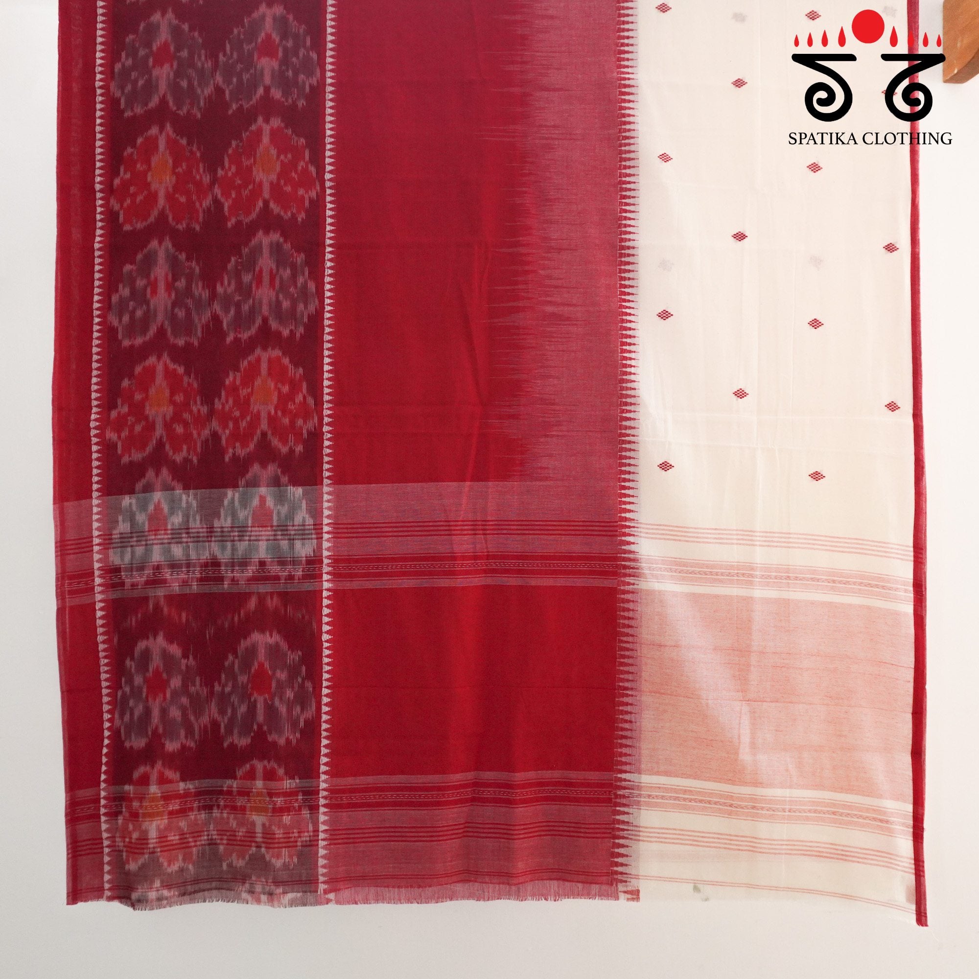 Red Begampur Handwoven Cotton Saree New!