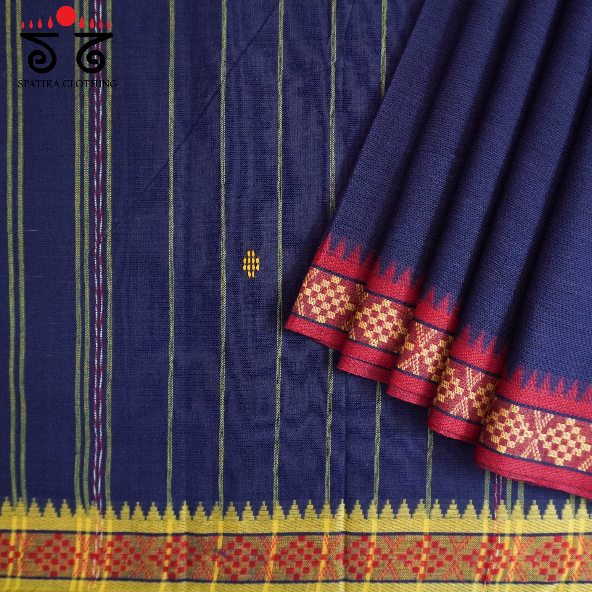 Blue Begampur Handwoven Cotton Saree New!