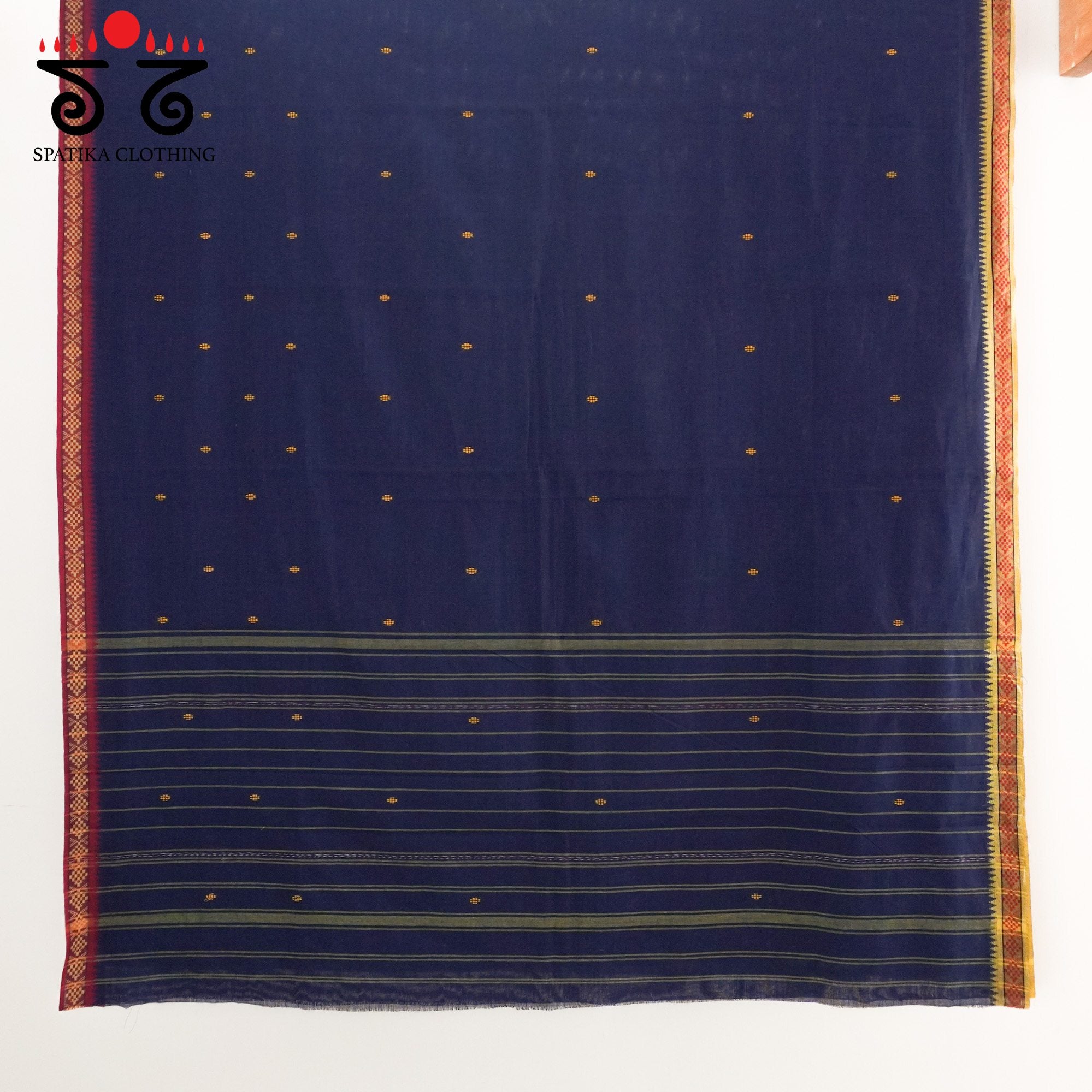 Blue Begampur Handwoven Cotton Saree New!