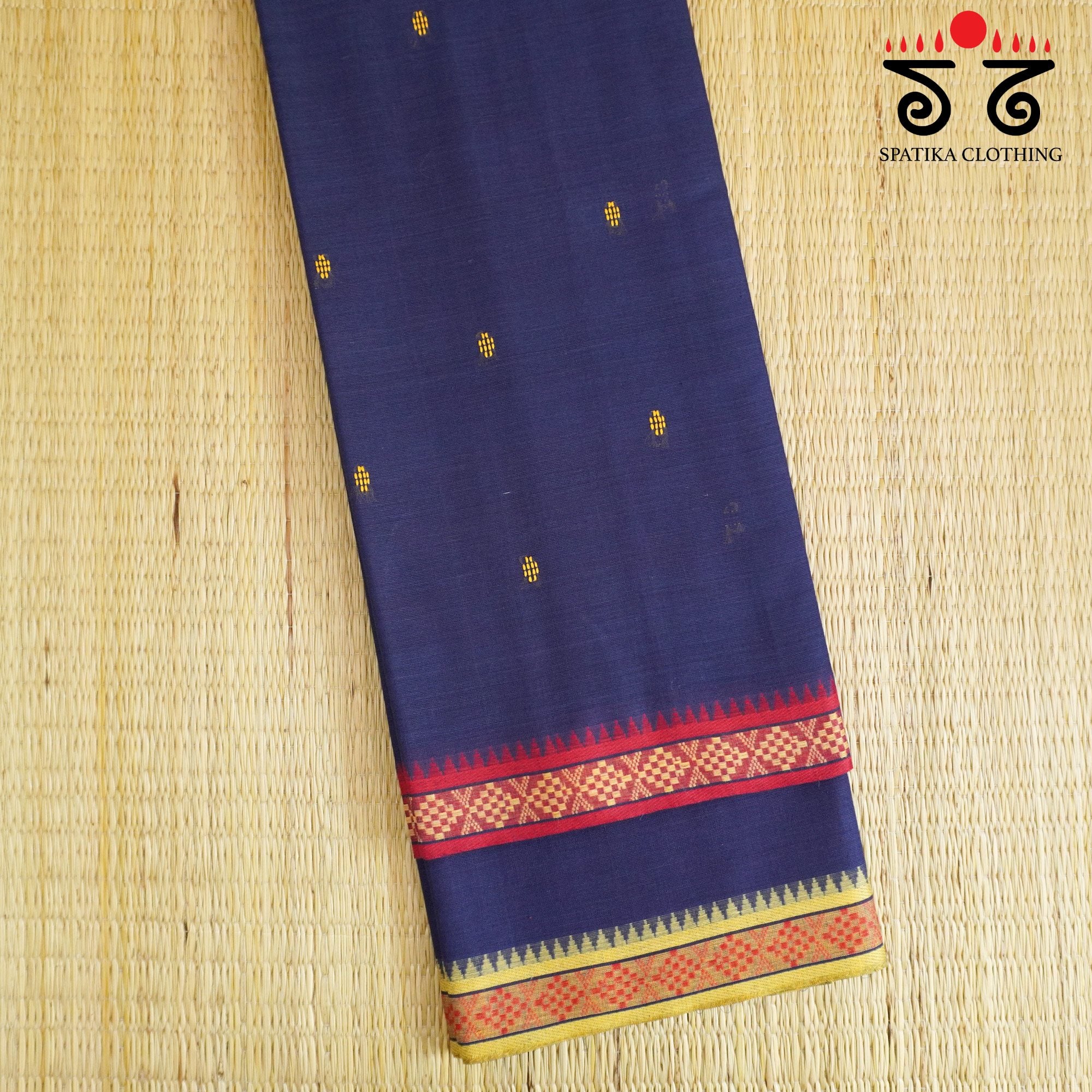 Blue Begampur Handwoven Cotton Saree New!