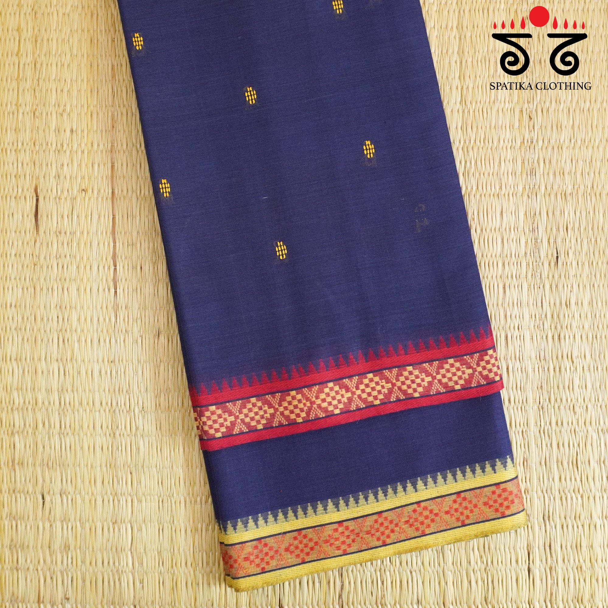 Blue Begampur Handwoven Cotton Saree New!