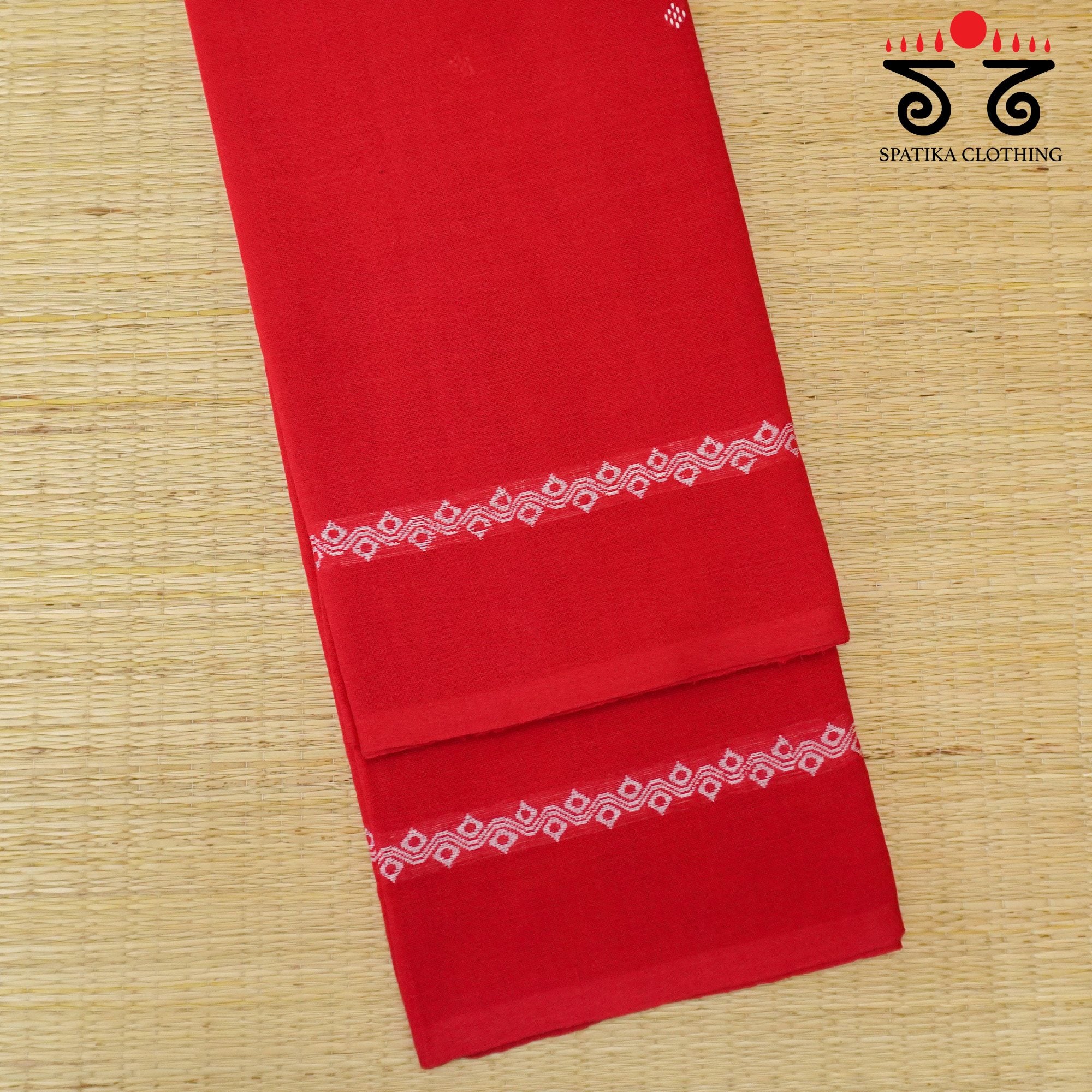 Red Begampur Handwoven Cotton Saree New!