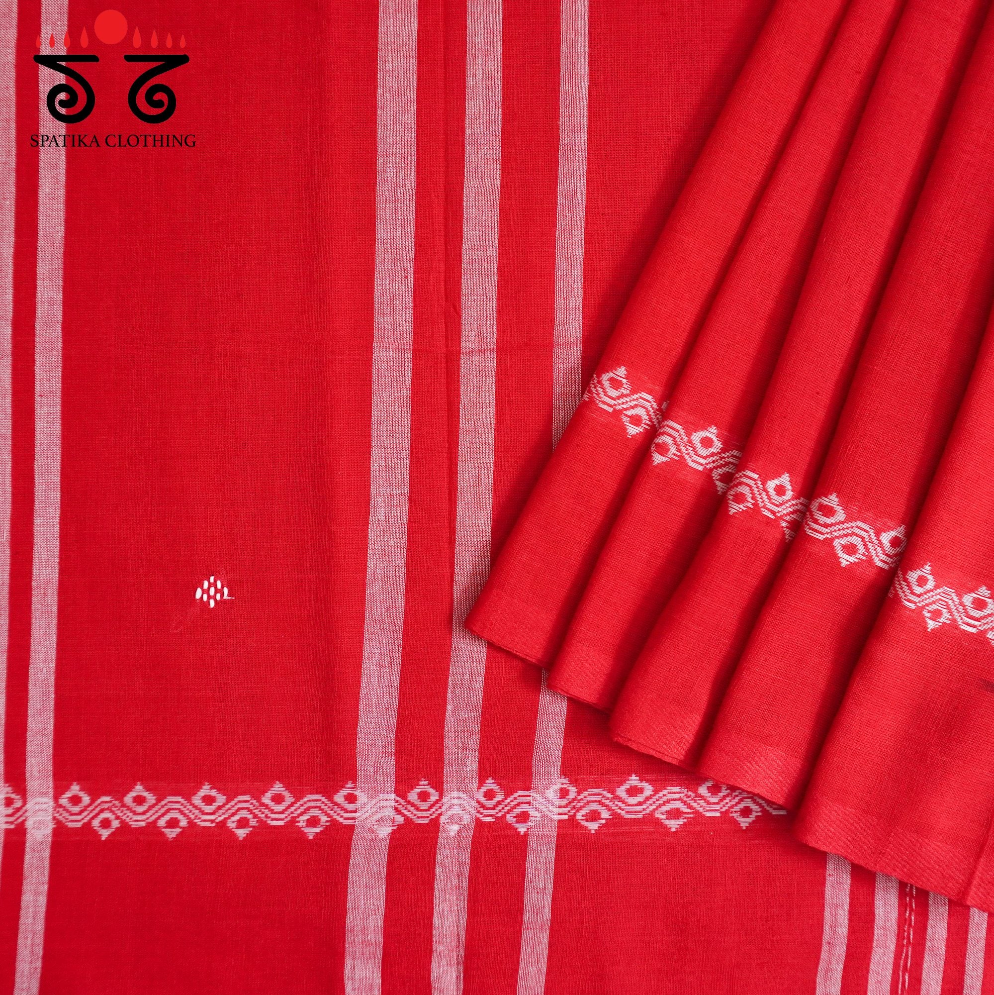 Red Begampur Handwoven Cotton Saree New!