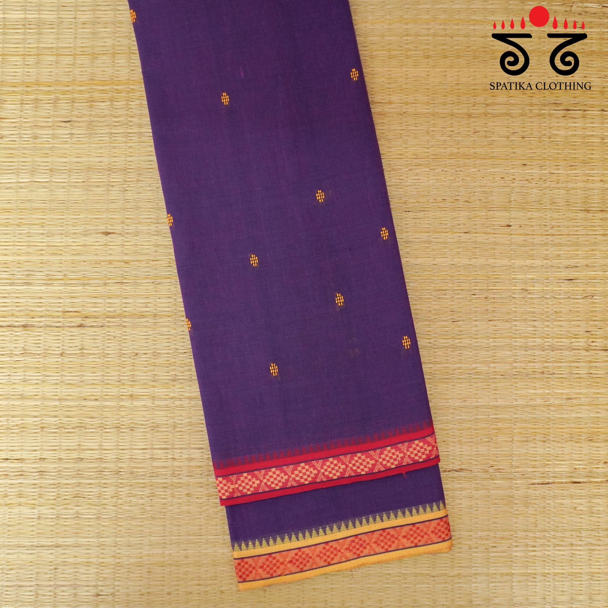 Purple Begampur Handwoven Cotton Saree New!