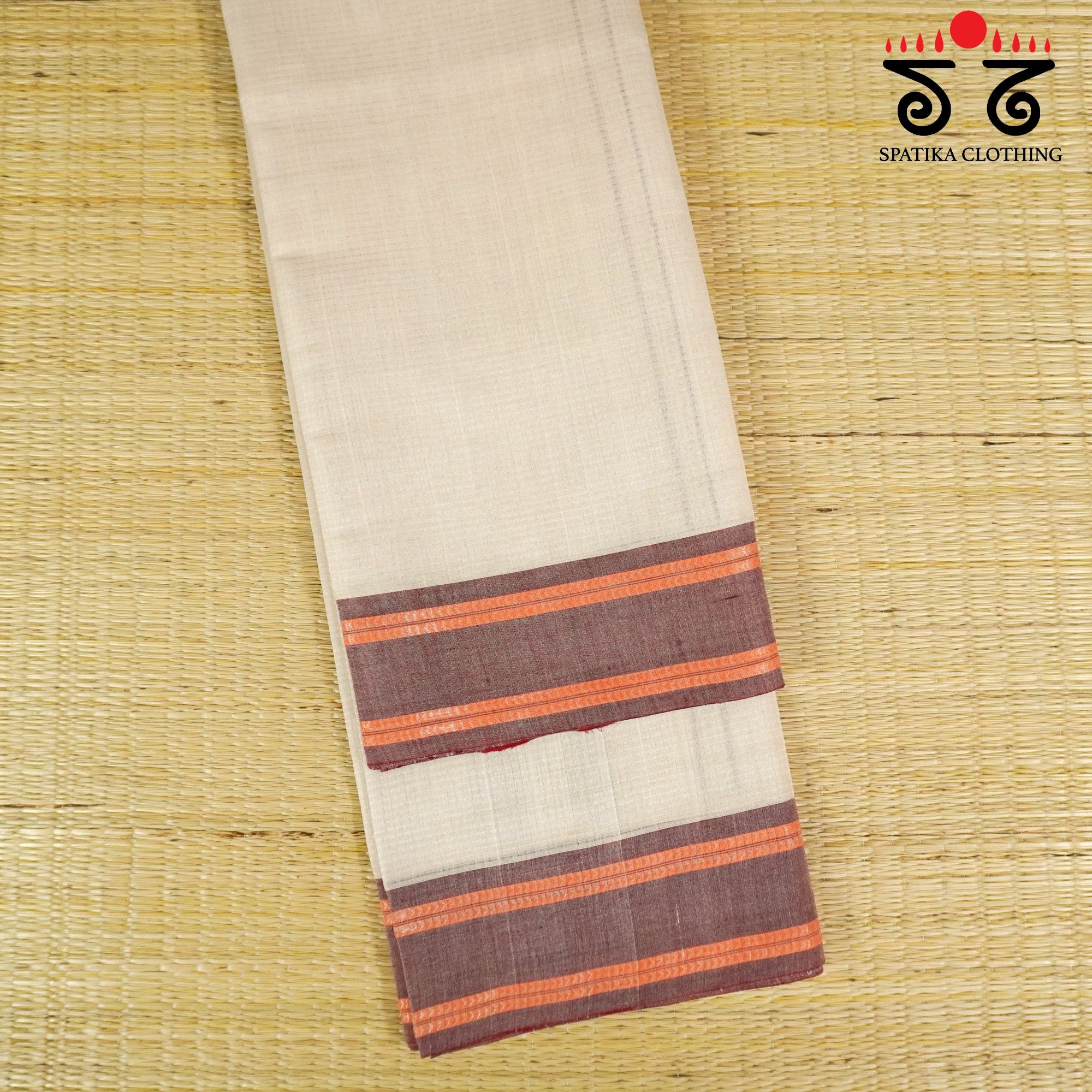 Beige Andhra Handwoven Cotton Saree