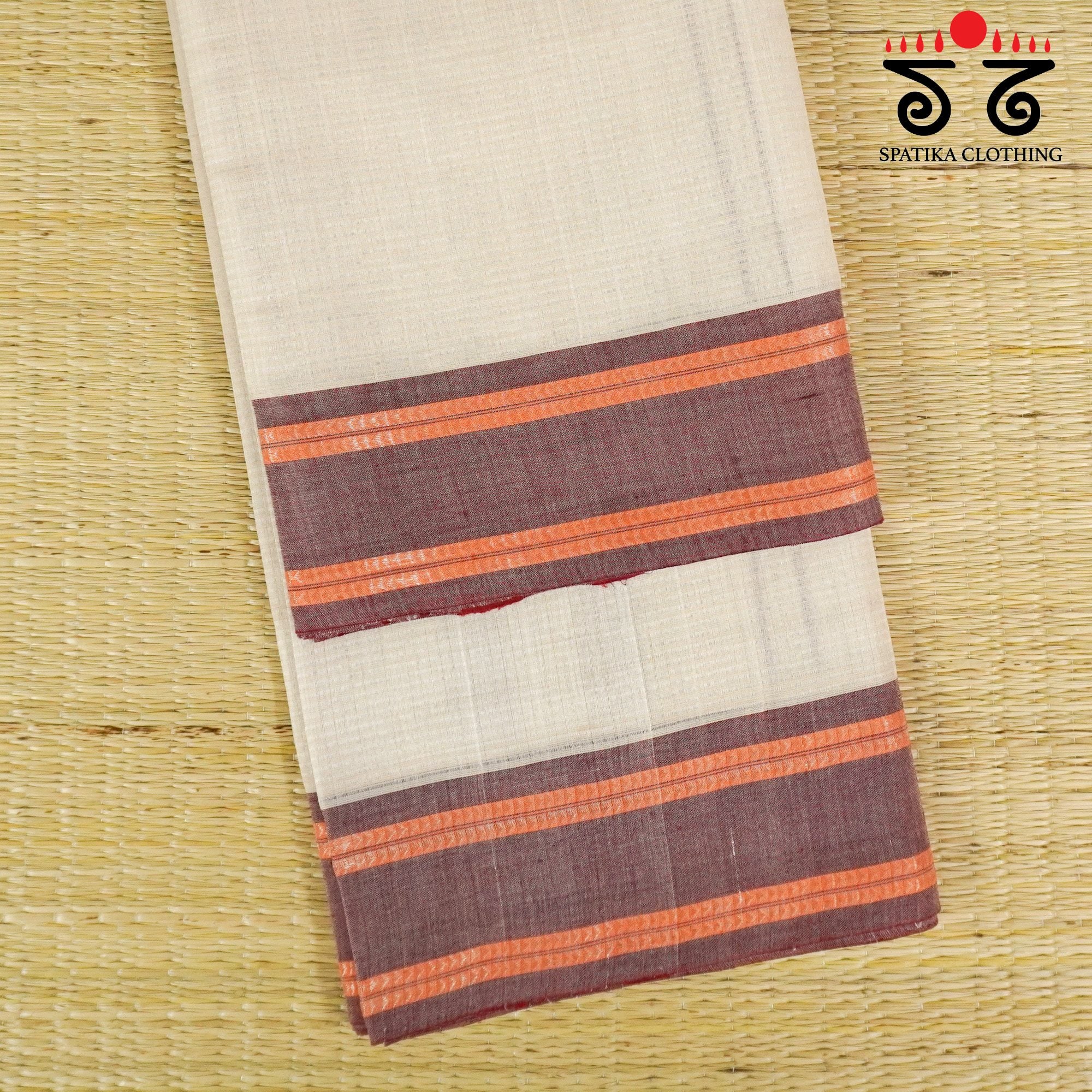 Beige Andhra Handwoven Cotton Saree