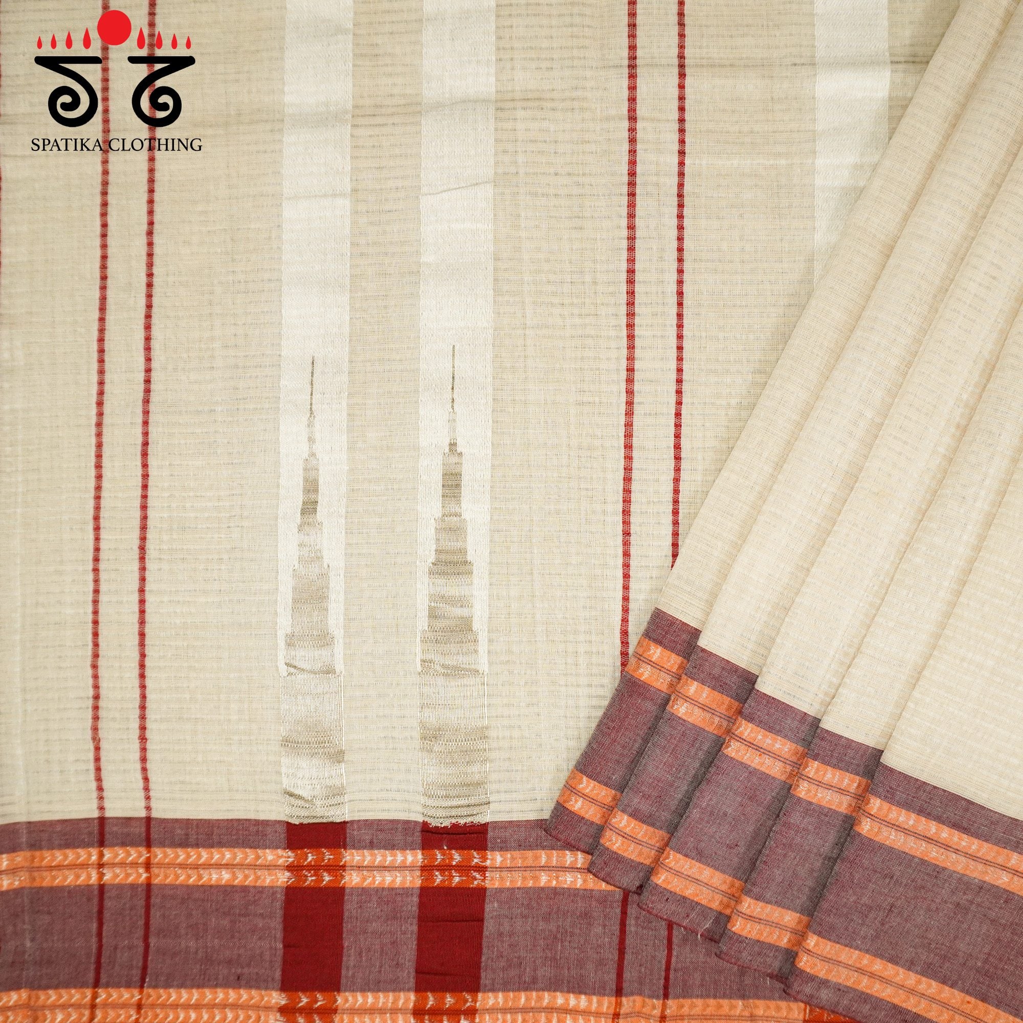 Beige Andhra Handwoven Cotton Saree