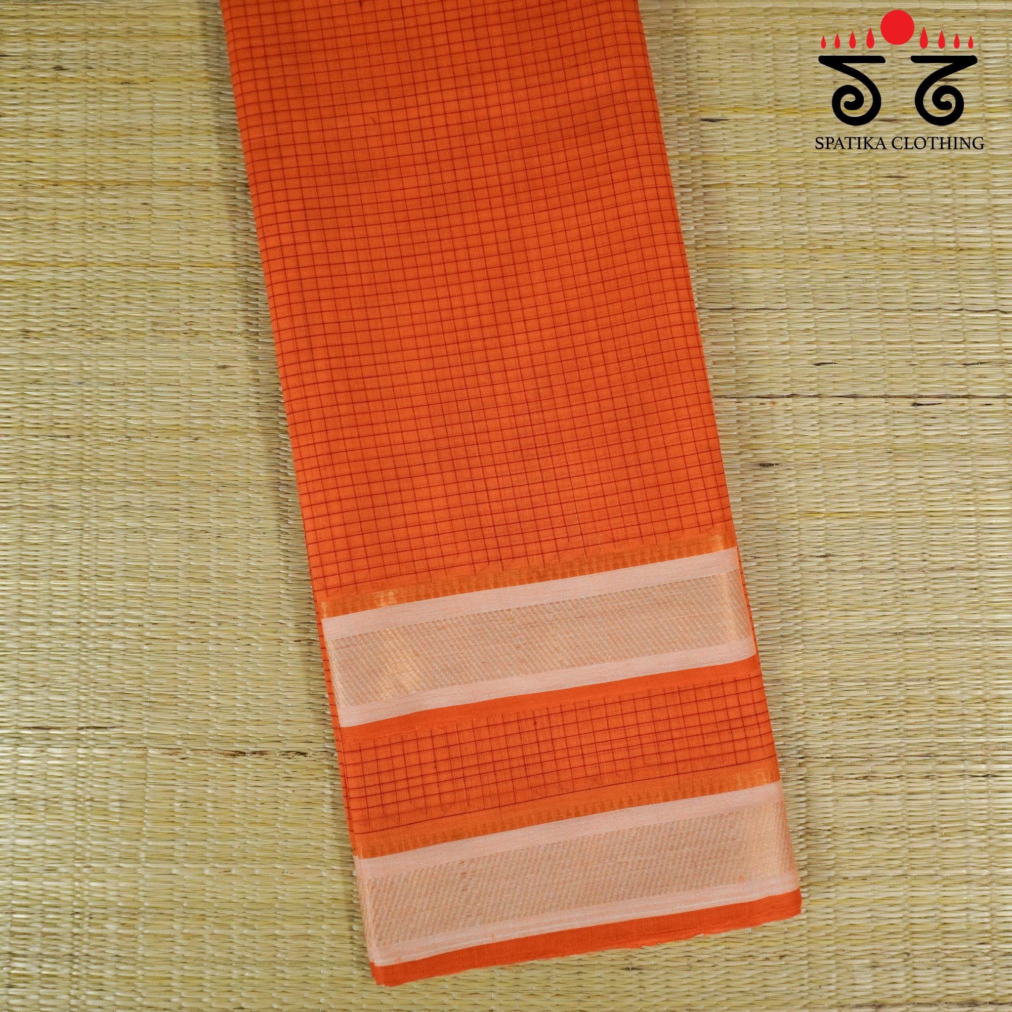 Orange Andhra Handwoven Cotton Saree