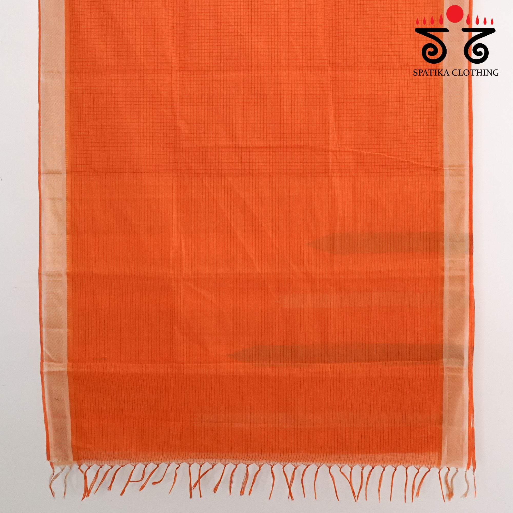 Orange Andhra Handwoven Cotton Saree