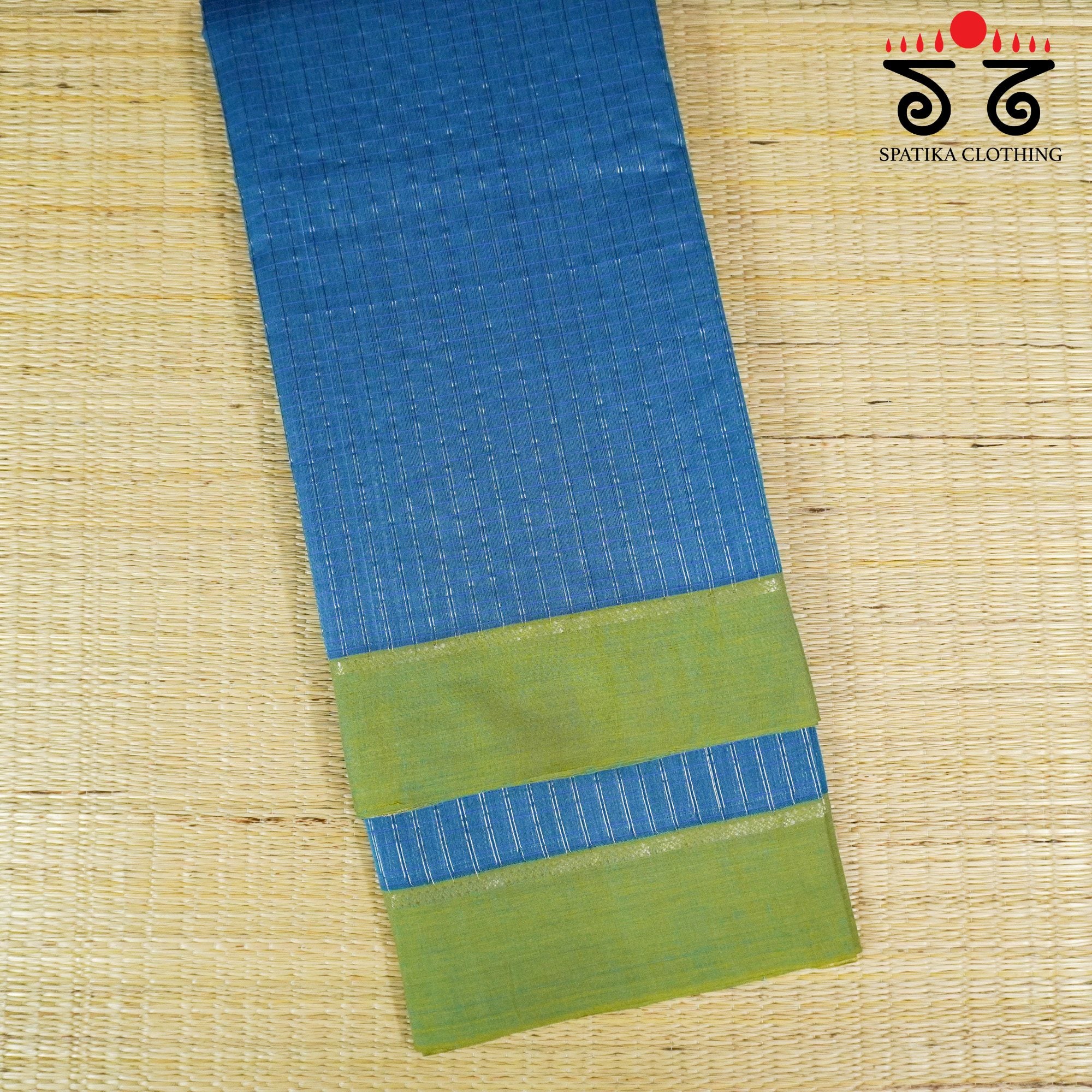 Blue Andhra Handwoven Cotton Saree