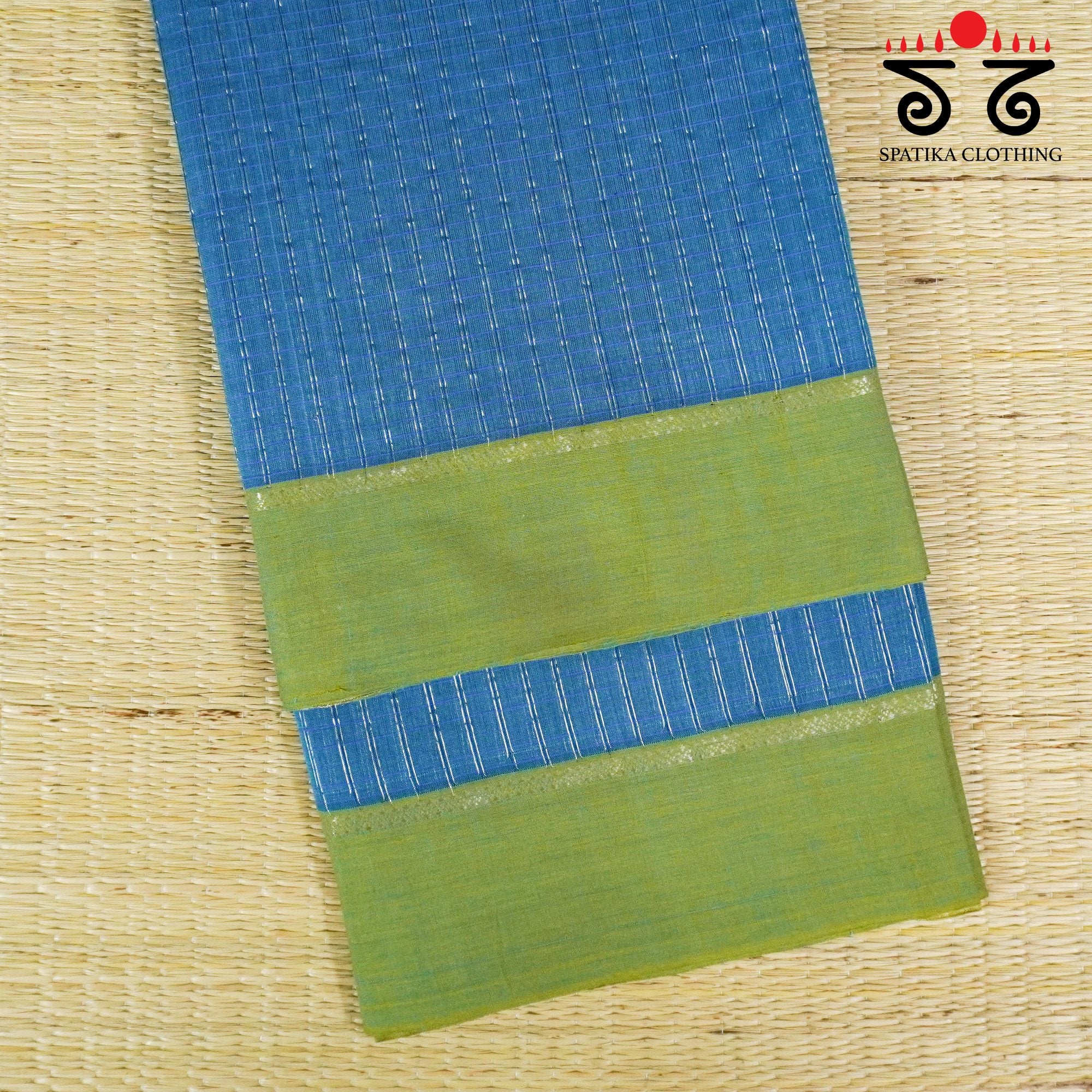 Blue Andhra Handwoven Cotton Saree