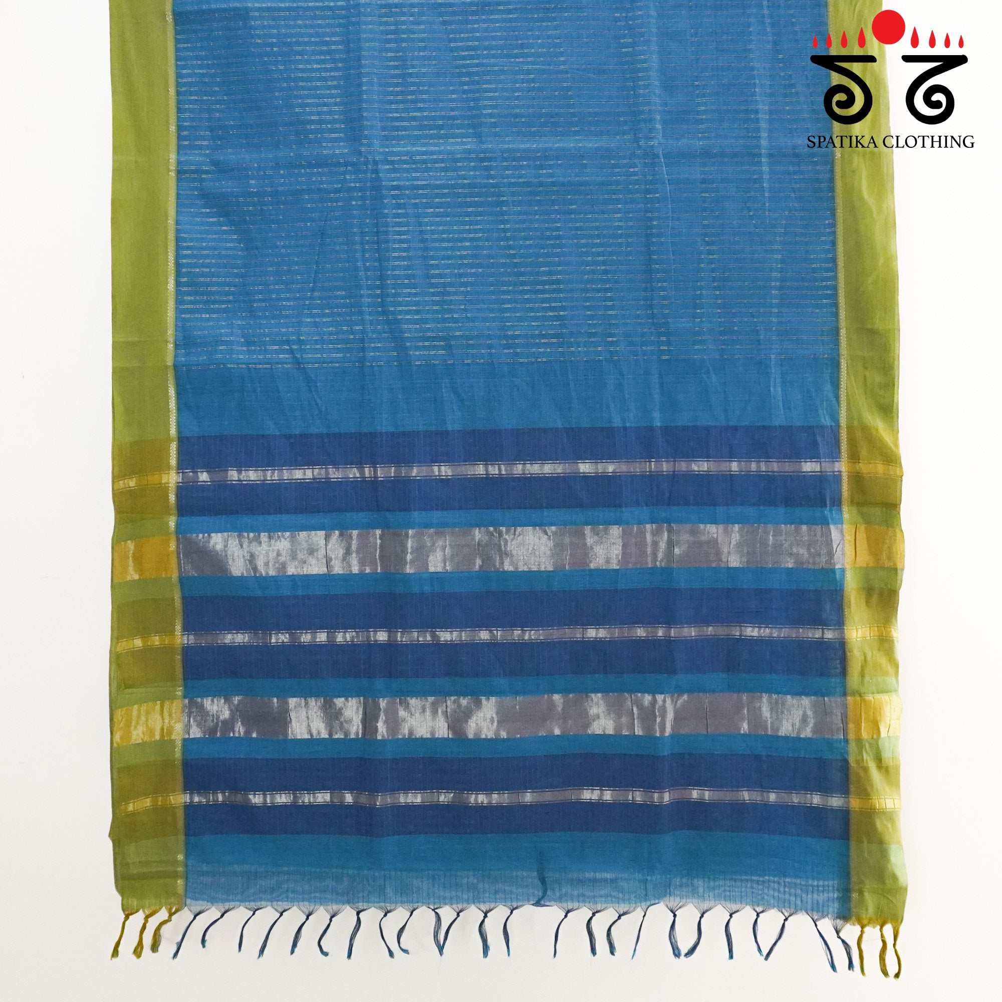 Blue Andhra Handwoven Cotton Saree