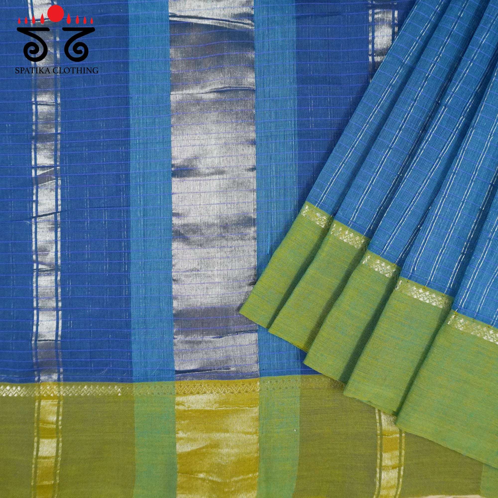 Blue Andhra Handwoven Cotton Saree