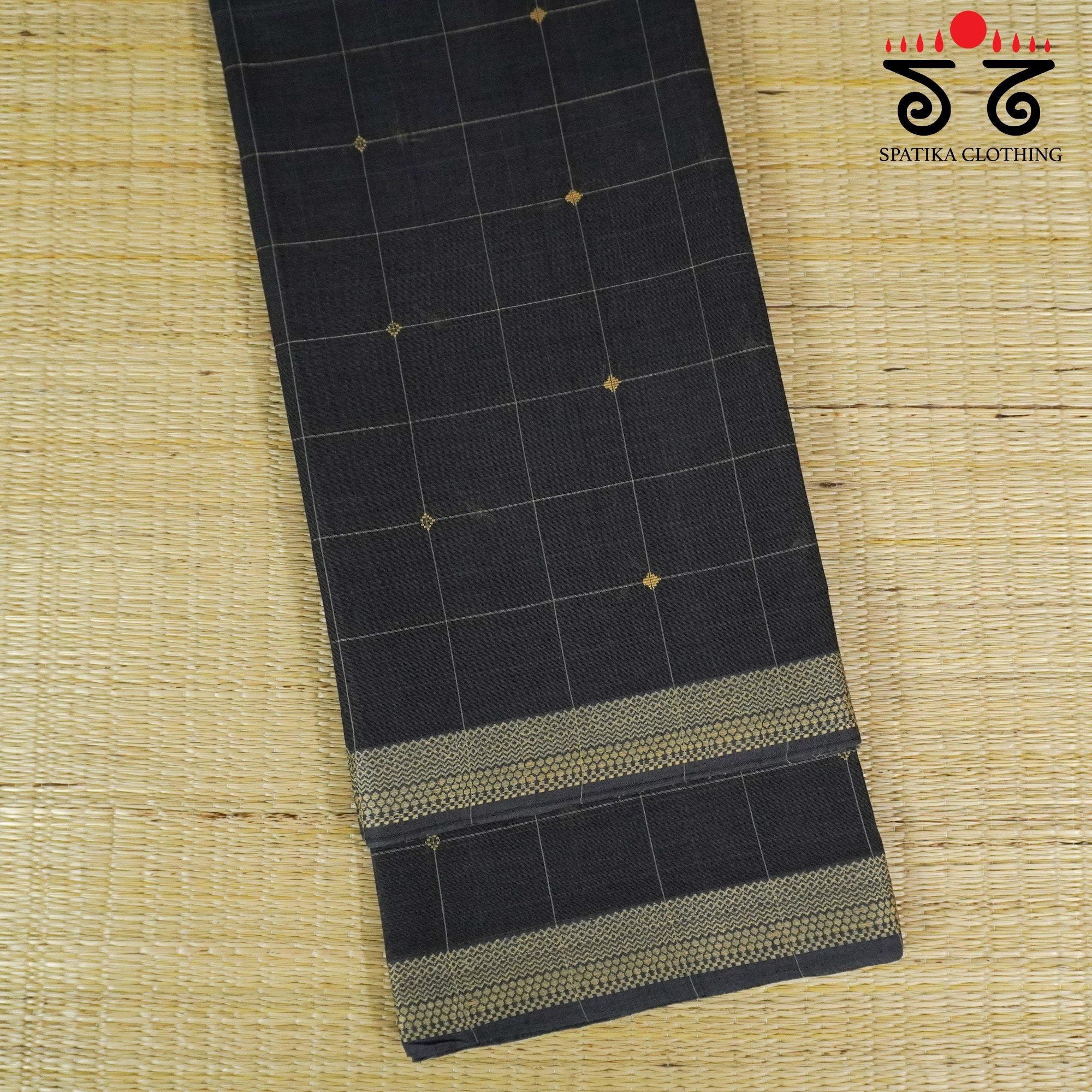 Black Andhra Handwoven Cotton Saree