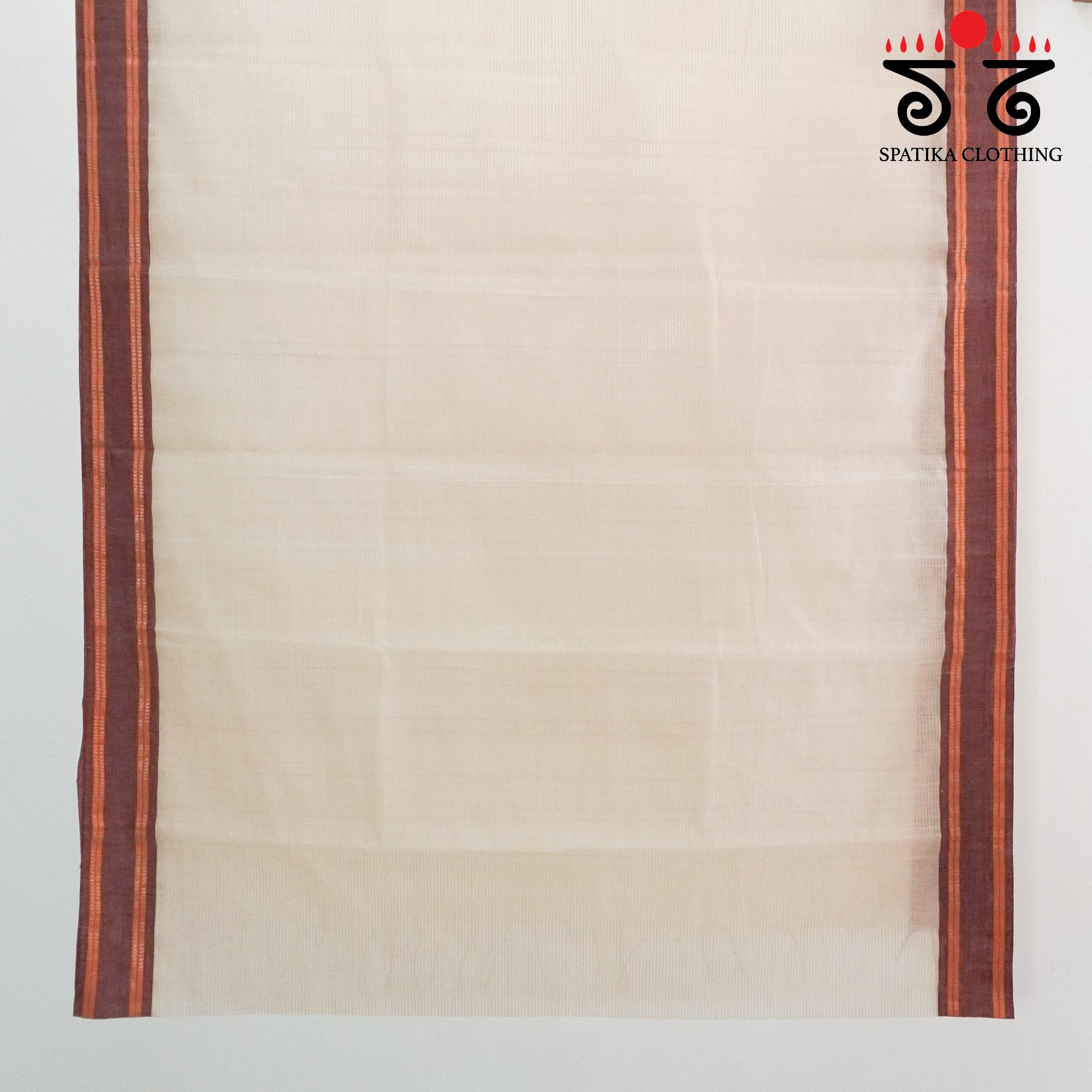 Beige Andhra Handwoven Cotton Saree