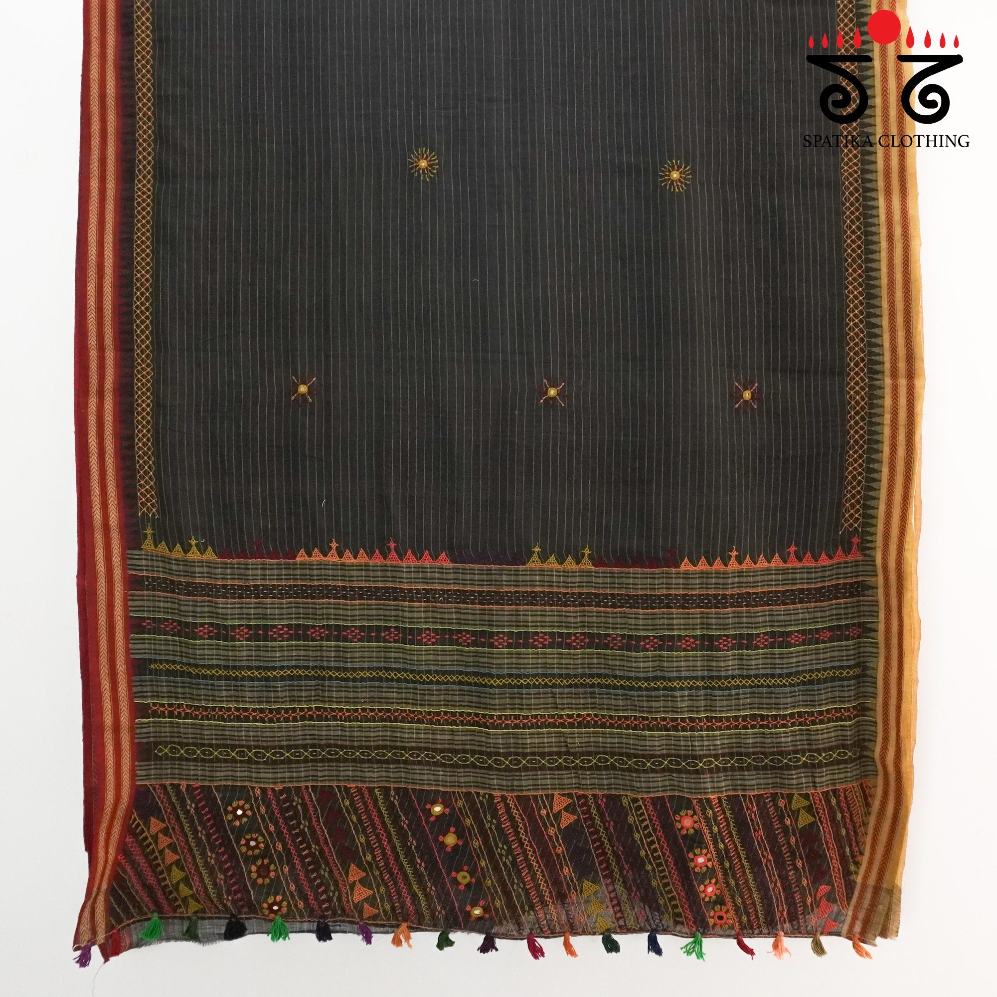 Hand Embroidered Black Ponduru Saree