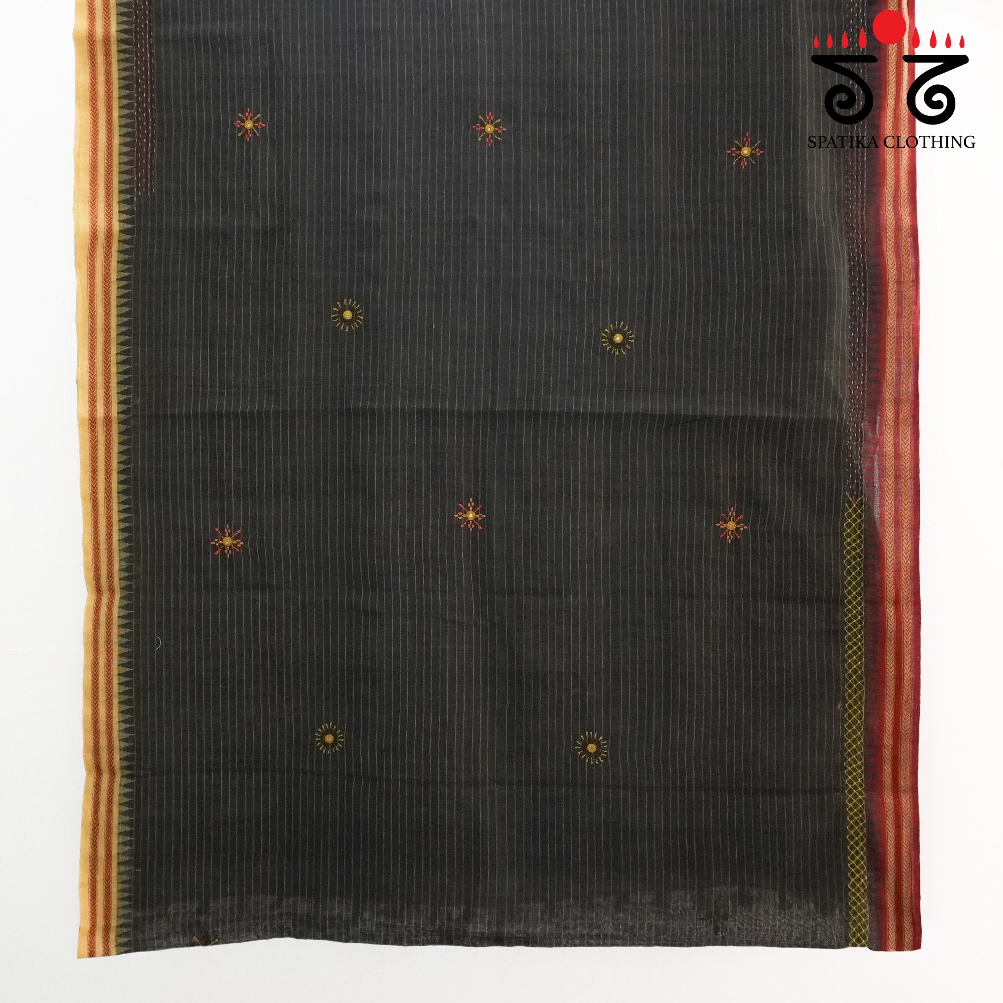 Hand Embroidered Black Ponduru Saree