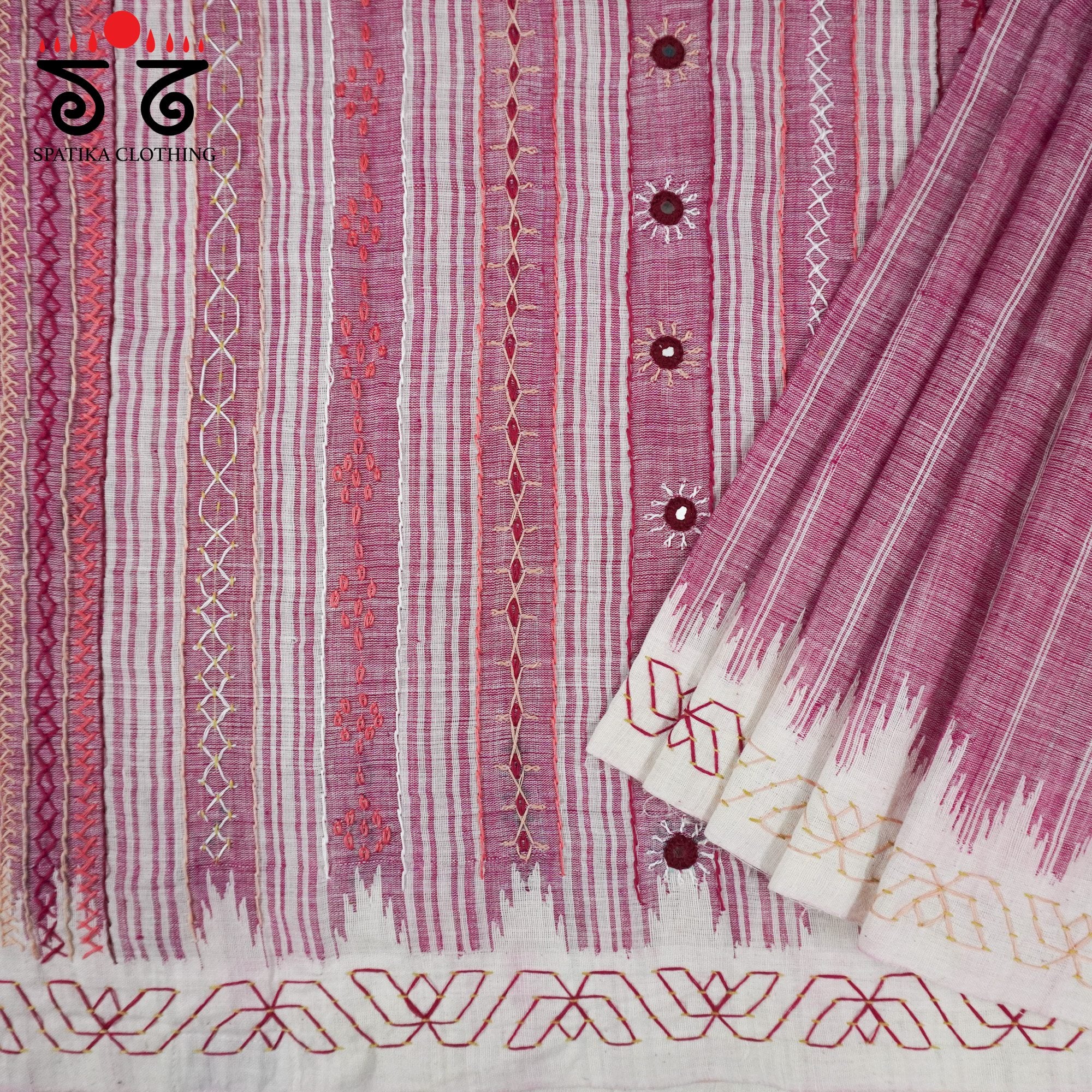 Hand Embroidered Ponduru Cotton Saree