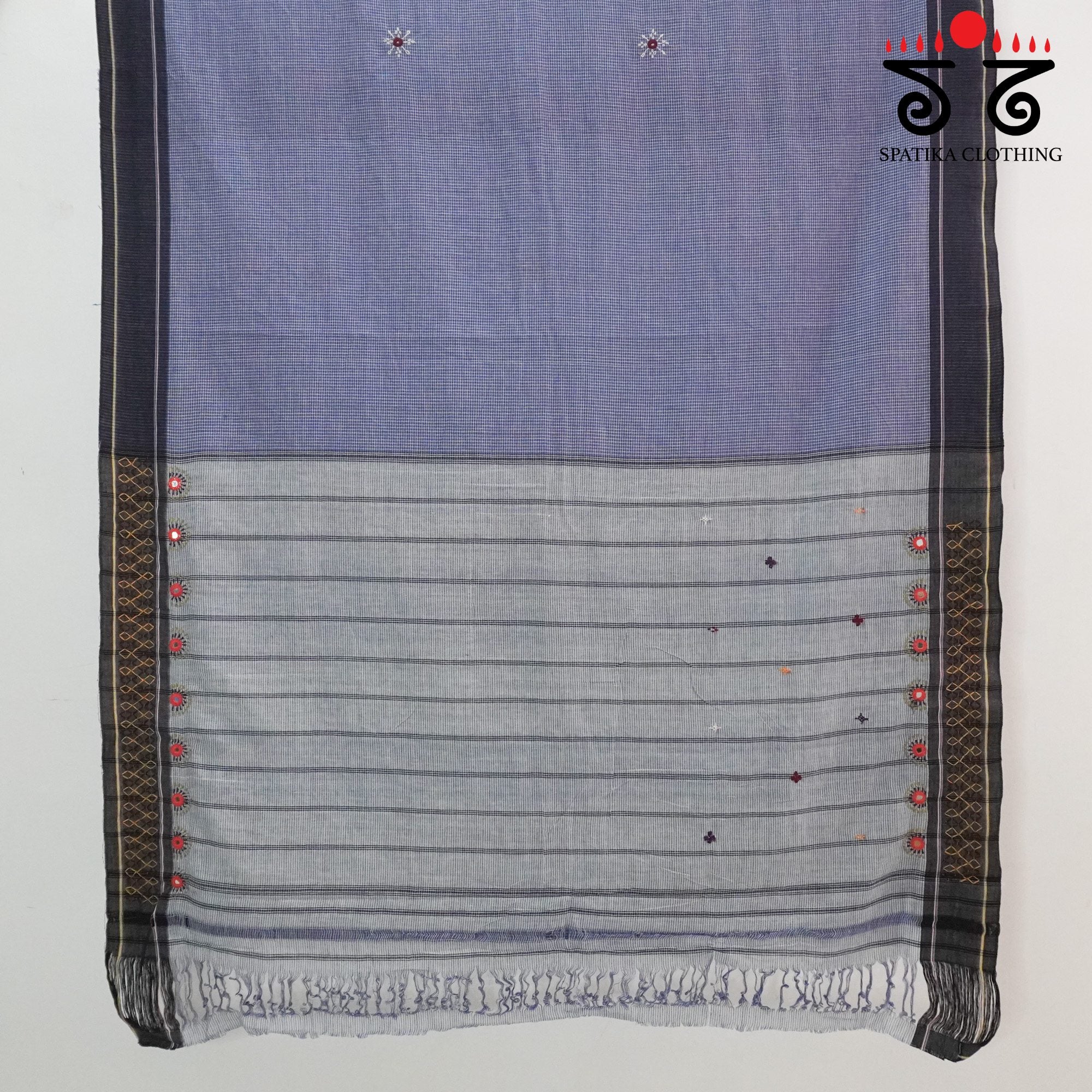 Hand Embroidered Blue Patteda Anchu Saree