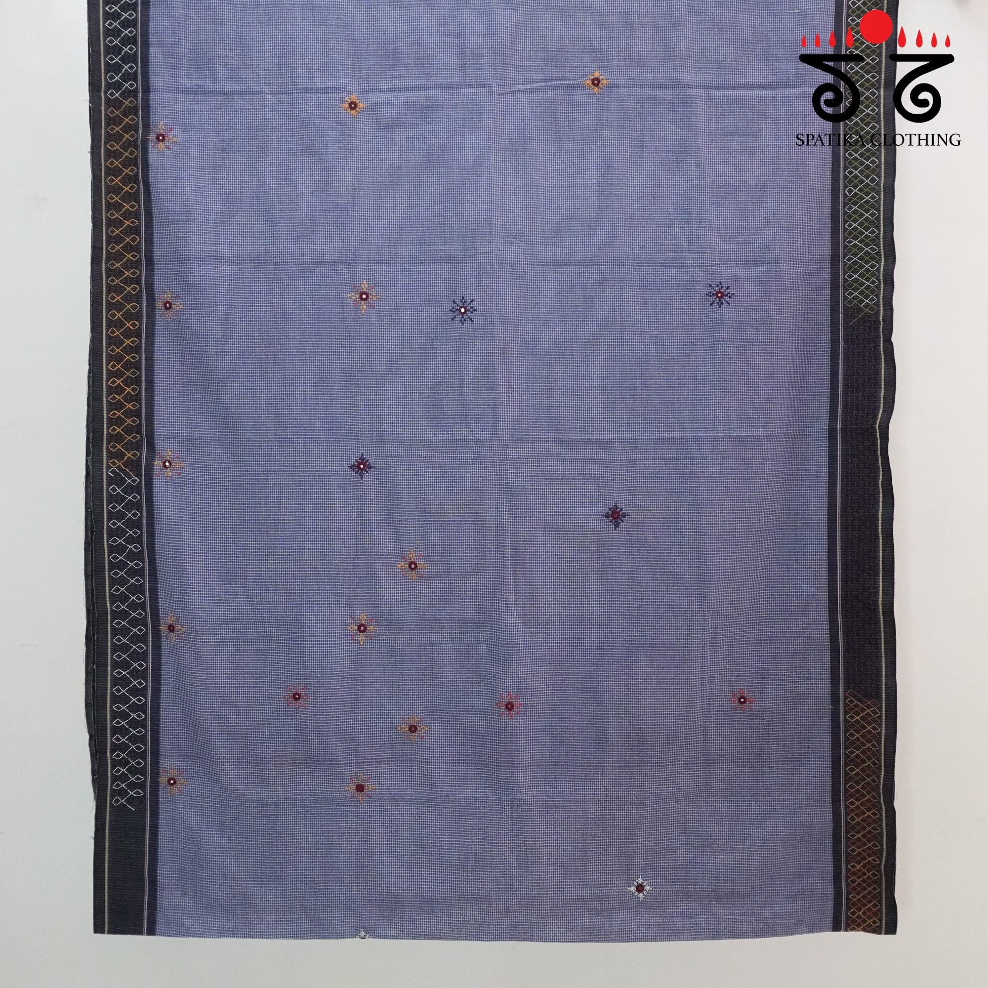 Hand Embroidered Blue Patteda Anchu Saree