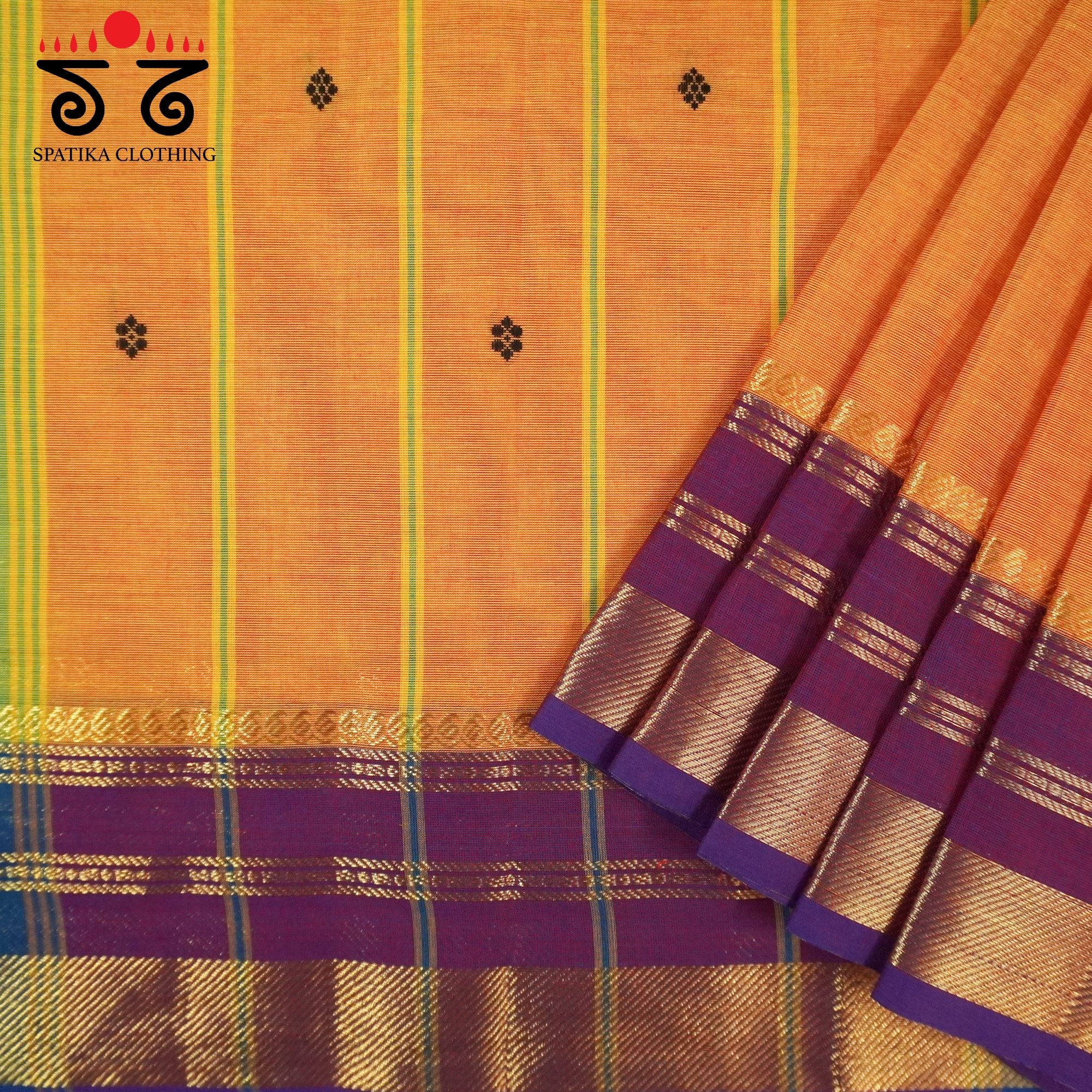 Orange Chettinad Cotton Saree